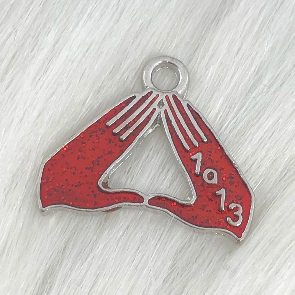 Greek Digital Association Red Palm Shaped Jewelry Women's Charm Pendant