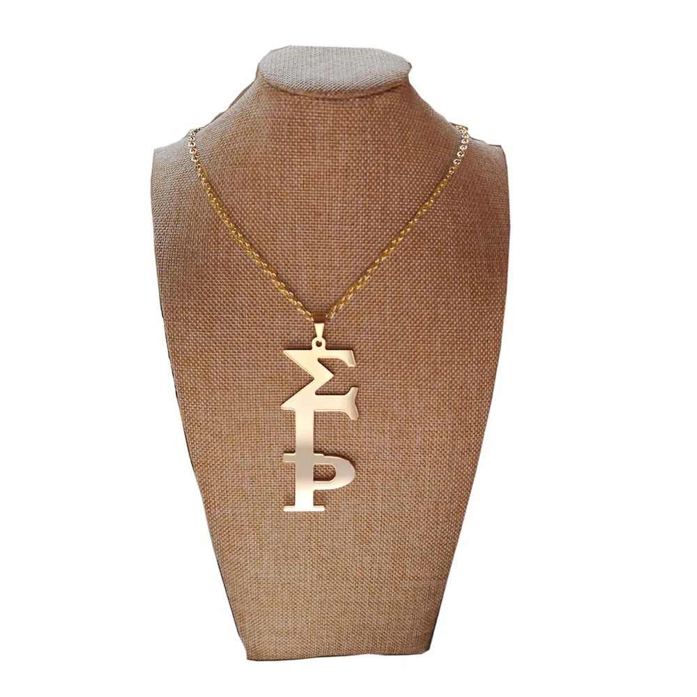 Greek Society SIGMA GAMMA RHO Inlaid Heart Logo Jewelry Necklace