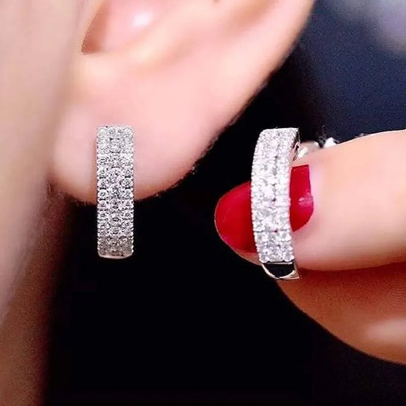 Fashion Cubic Zircon Small Hoop Earrings 925 Sterling Silver Minimal Round Circle Hoops Earrings For Women Man Party Jewelry