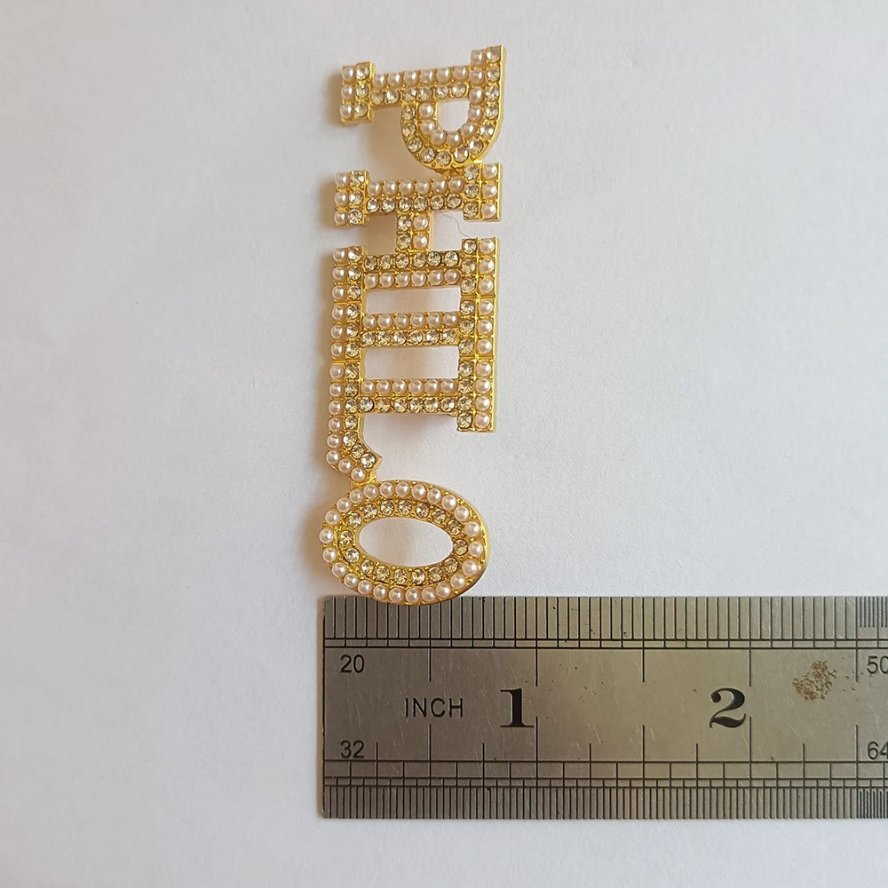 New metal imitation pearl rhinestone letter PHILO brooch jewelry fashion