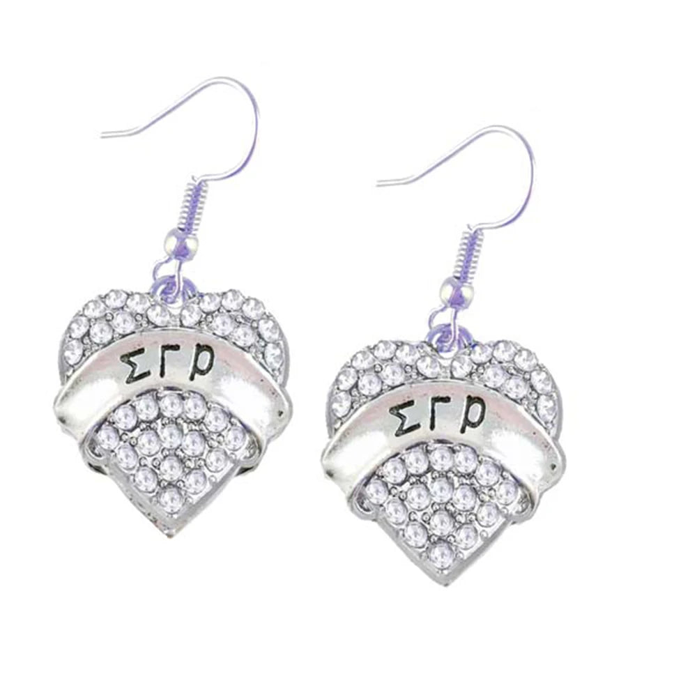 Greek alphabet Poodle pattern wooden earrings