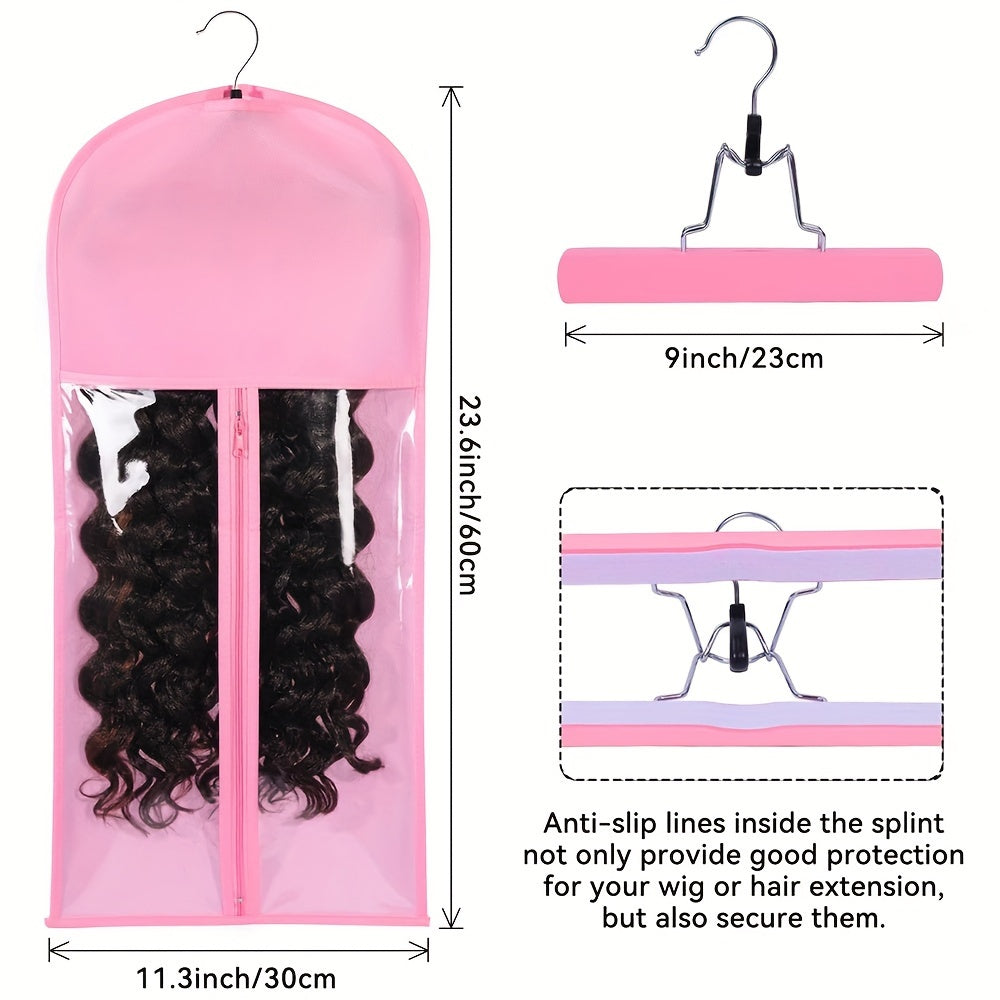 Wig Storage Bag And Hanger For Multiple Wigs Dustproof Easy Wigs Organizer PVC Bag With Zipper