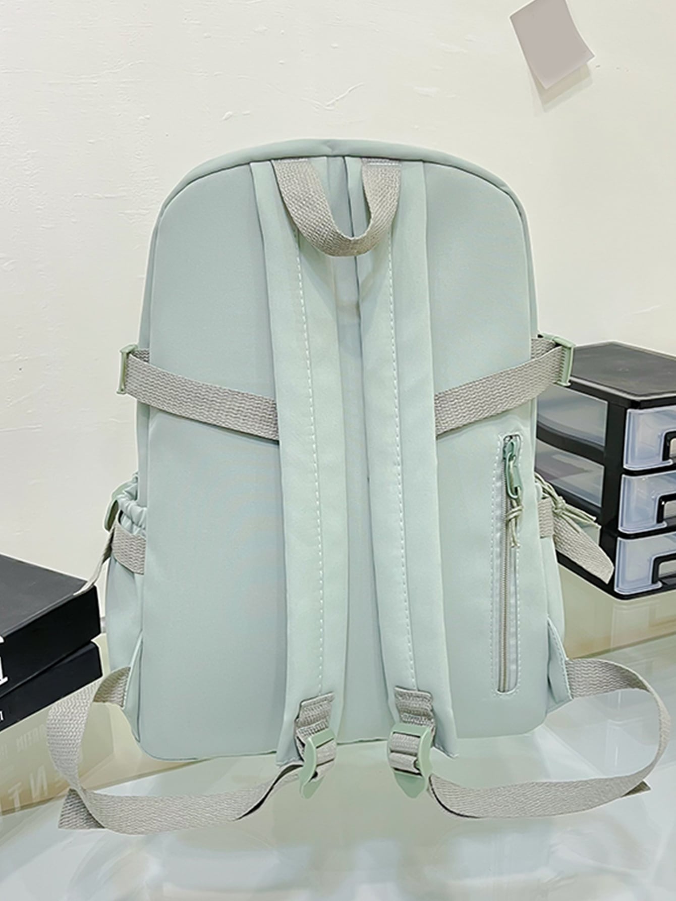 Cute Student Schoolbag, Large Capacity Zipper Simple Schoolbag With Bear Schoolbag For Elementary Students Female Middle School Students High School Students Large Capacity Shoulder Schoolbag Fashion Casual Campus Pairing Computer Schoolbag Female School