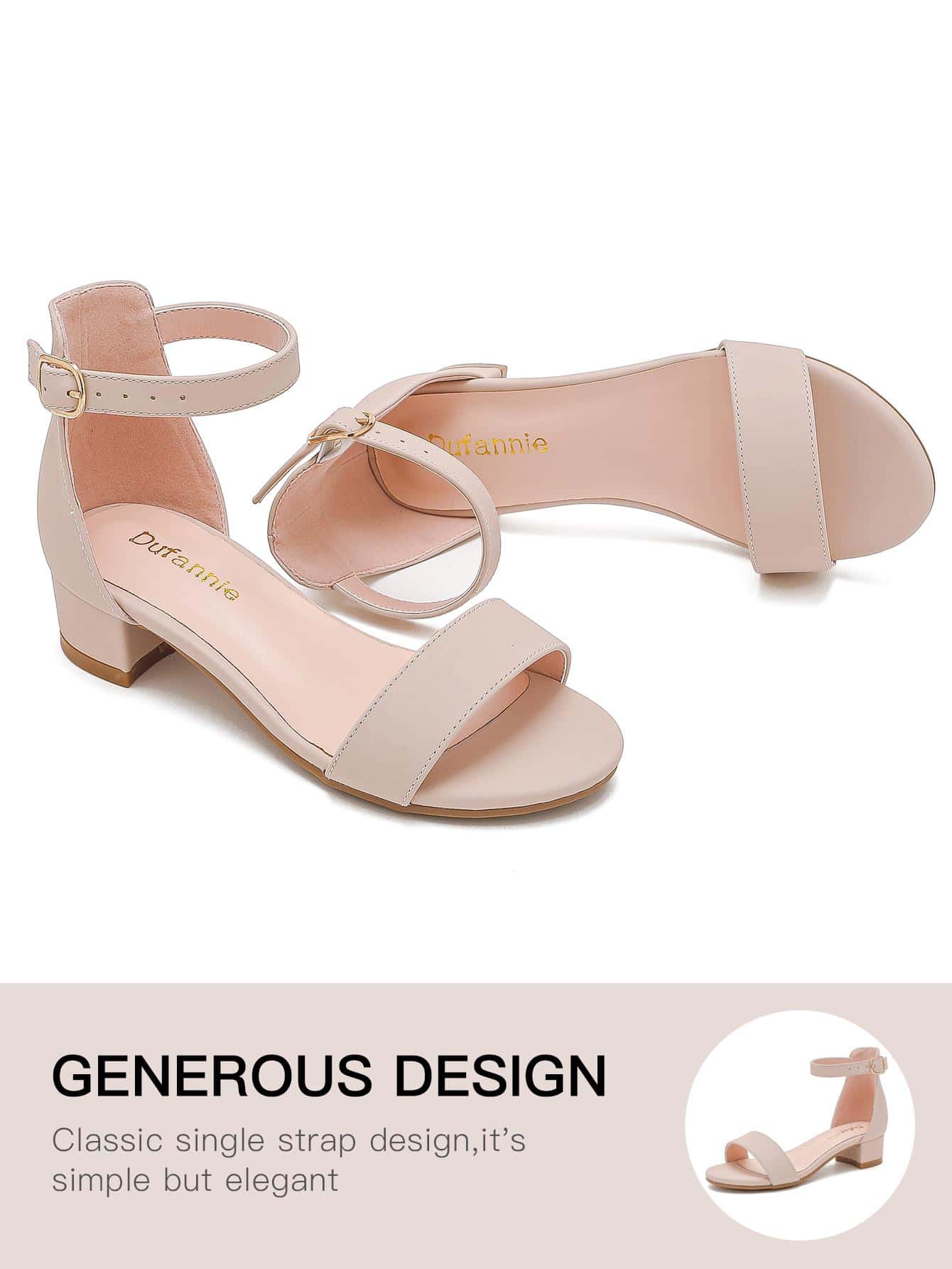 Dreamshoes Toddler Little Big Kid Girls Sandals Low Heels Ankle Strap Open Toe Dress Pump
