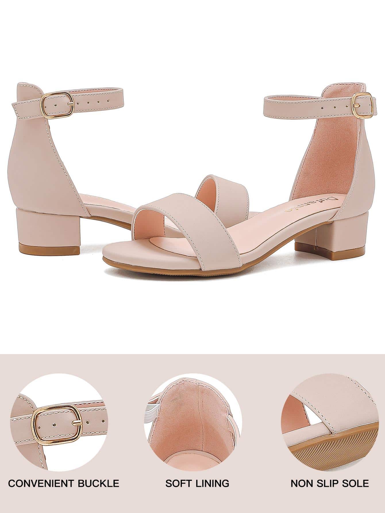 Dreamshoes Toddler Little Big Kid Girls Sandals Low Heels Ankle Strap Open Toe Dress Pump