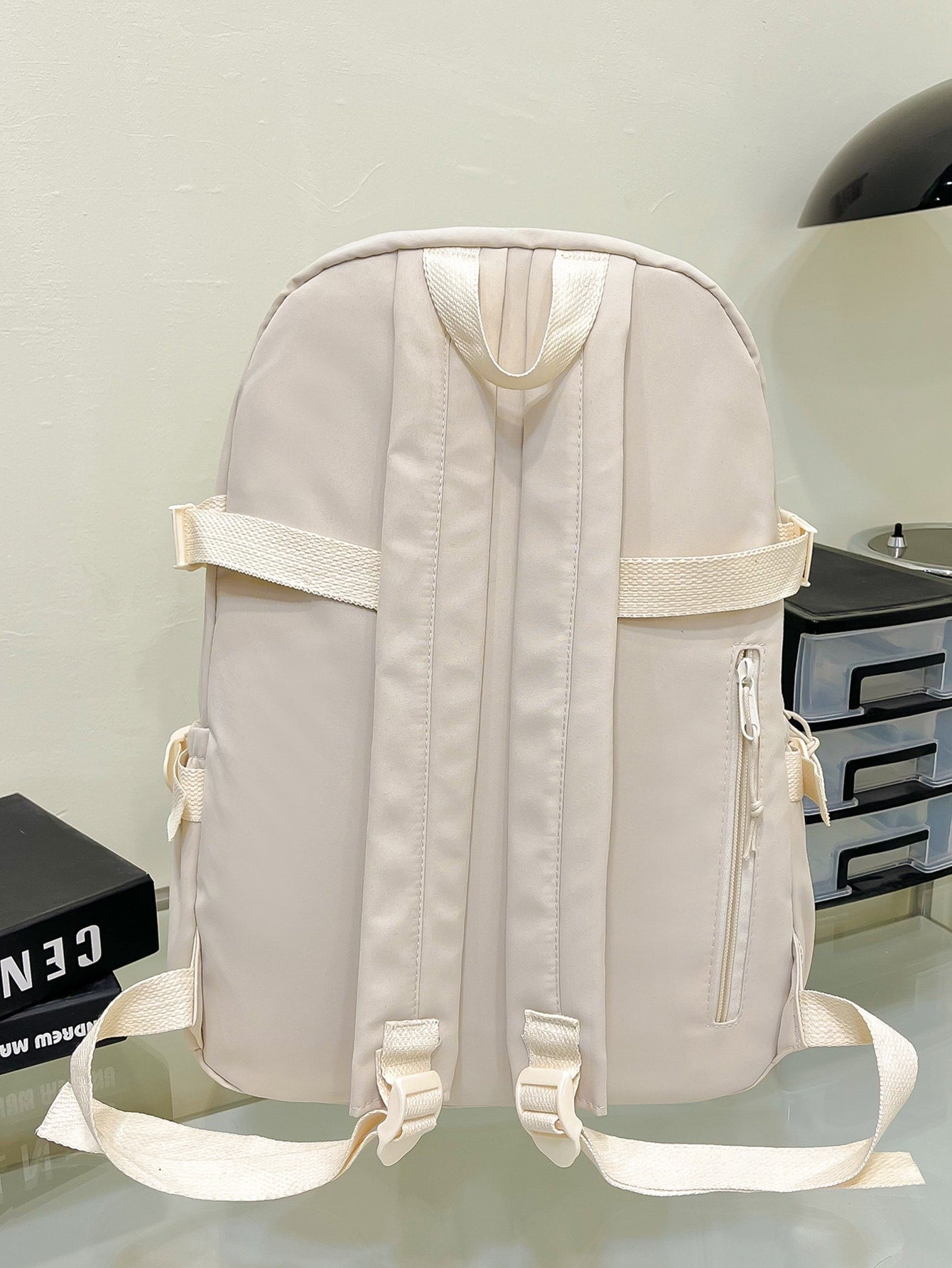 Cute Student Schoolbag, Large Capacity Zipper Simple Schoolbag With Bear Schoolbag For Elementary Students Female Middle School Students High School Students Large Capacity Shoulder Schoolbag Fashion Casual Campus Pairing Computer Schoolbag Female School