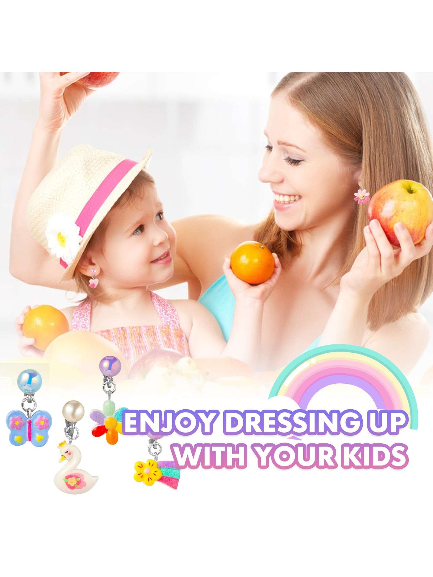 PinkSheep 12 Pairs Clip On Earrings for Girls Kids, Unicorn Hypoallergenic Earrings Earring for 3-8 Year Old Girl