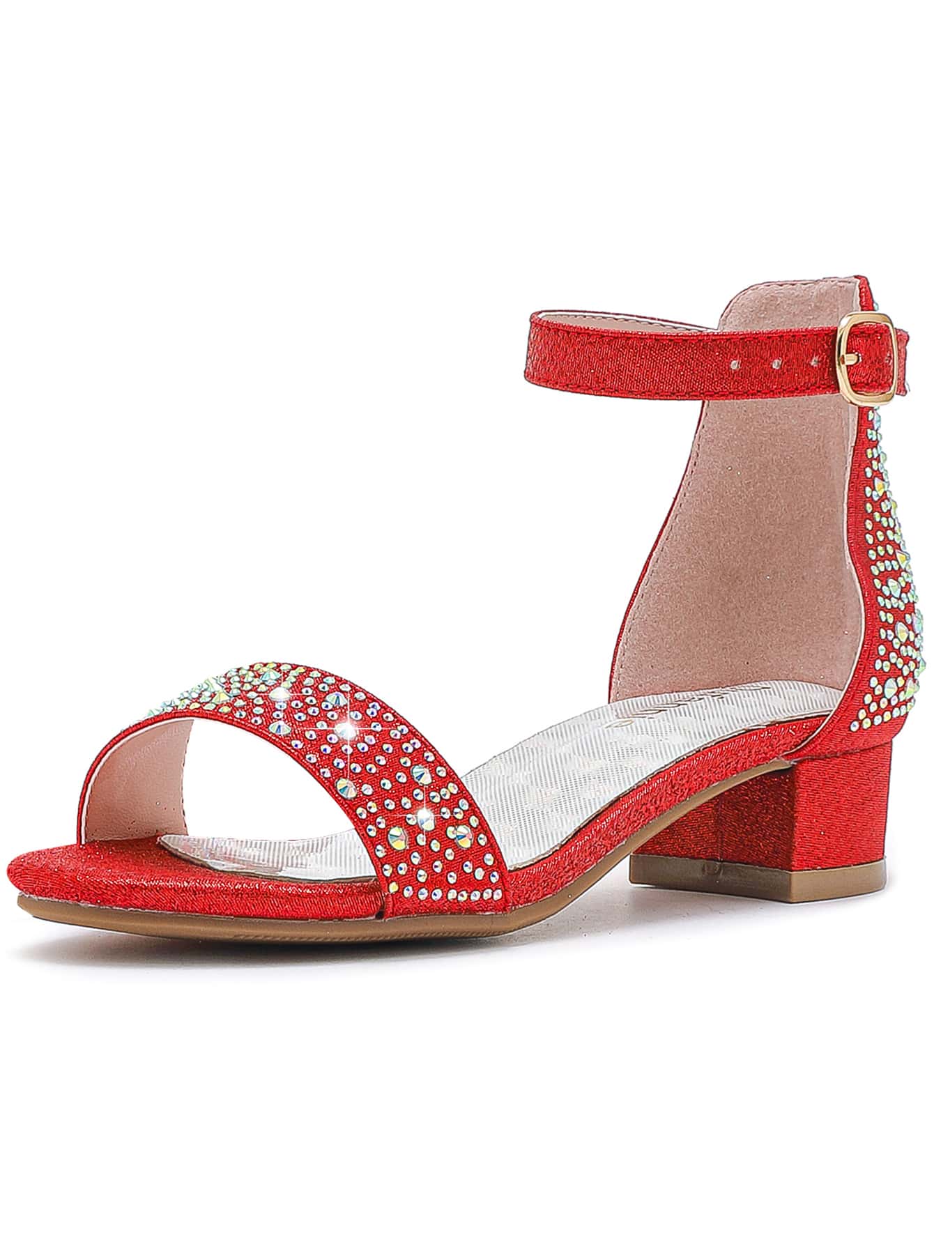 Dreamshoes Toddler Little Big Kid Girls Sandals Low Heels Ankle Strap Open Toe Dress Pump
