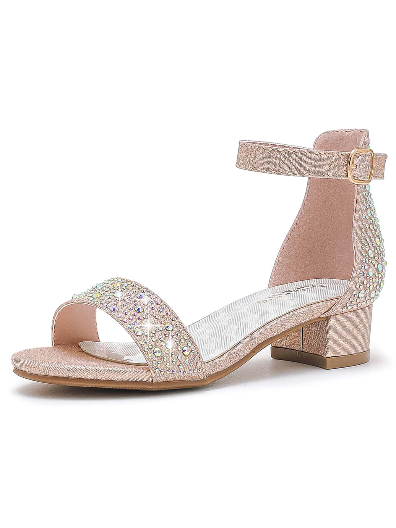 Dreamshoes Toddler Little Big Kid Girls Sandals Low Heels Ankle Strap Open Toe Dress Pump