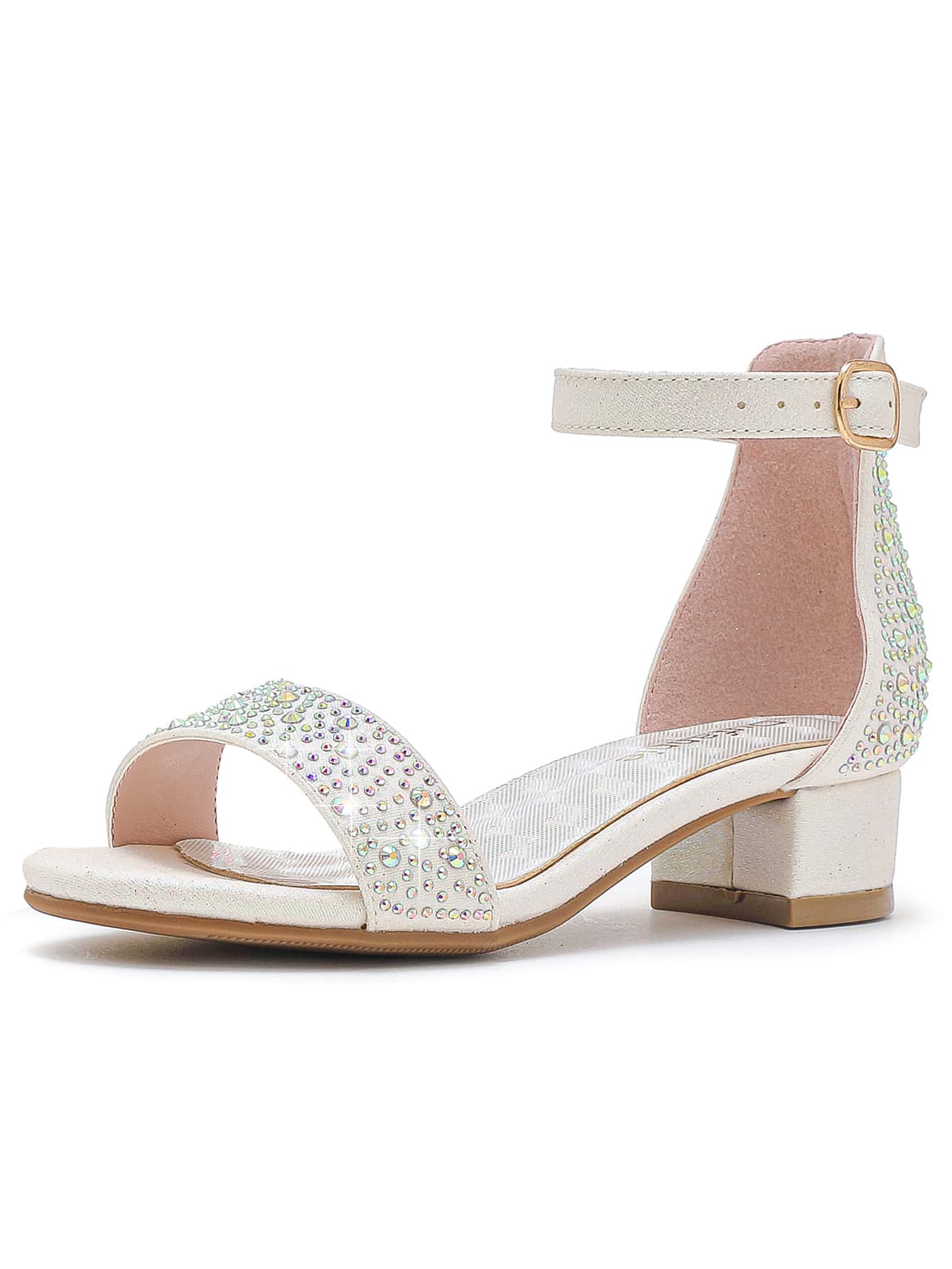 Dreamshoes Toddler Little Big Kid Girls Sandals Low Heels Ankle Strap Open Toe Dress Pump