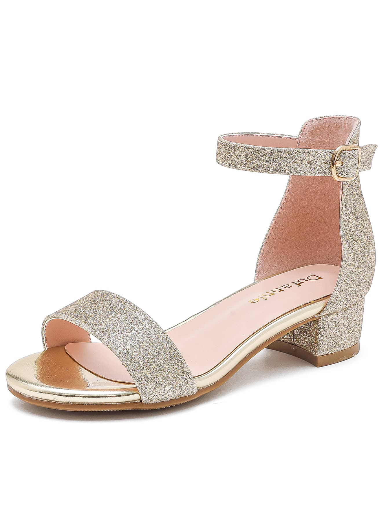 Dreamshoes Toddler Little Big Kid Girls Sandals Low Heels Ankle Strap Open Toe Dress Pump