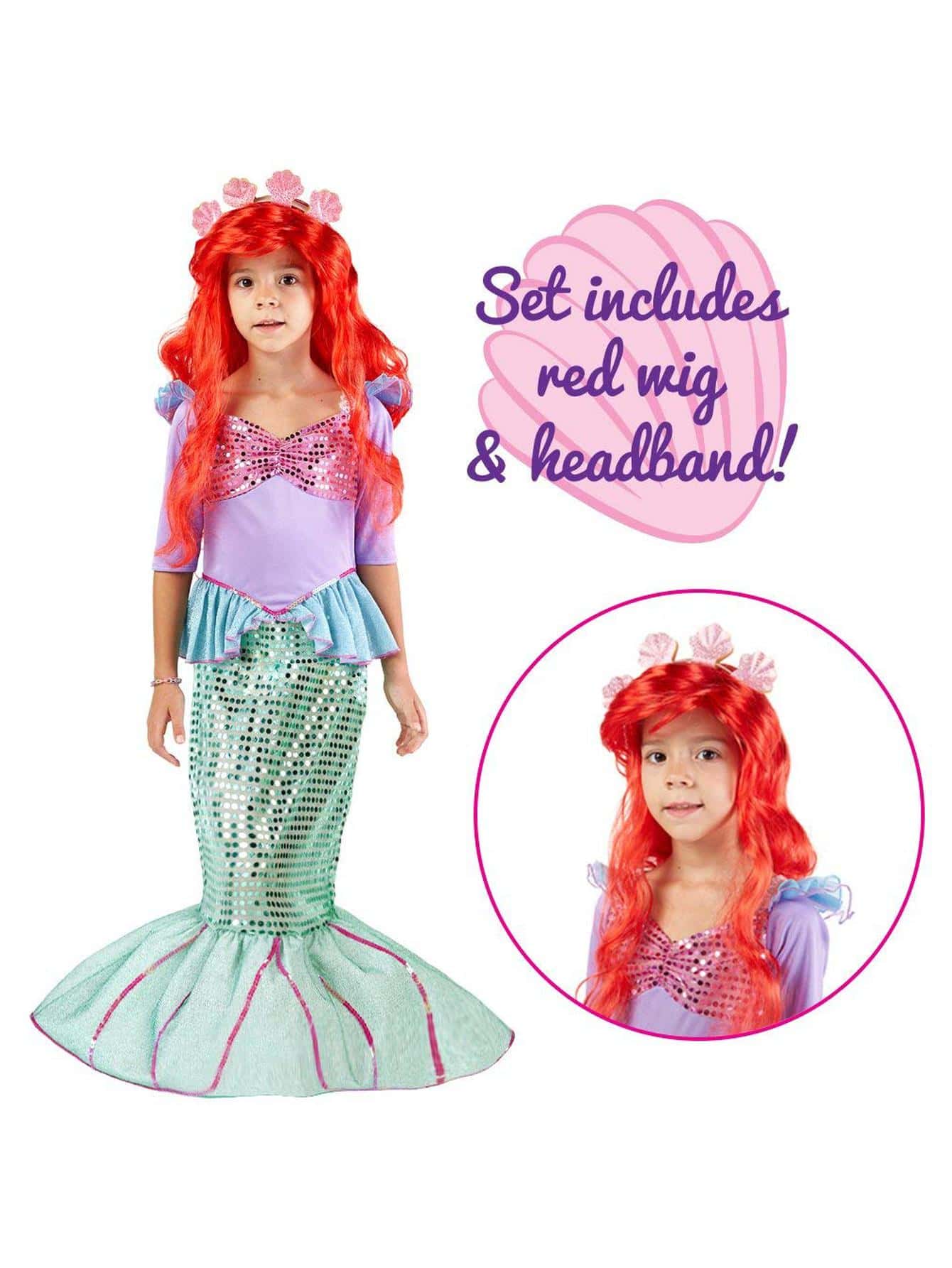 Spooktacular Creations Girls Mermaid Costume, Kids Mermaid Princess Costume For Halloween Dress Up