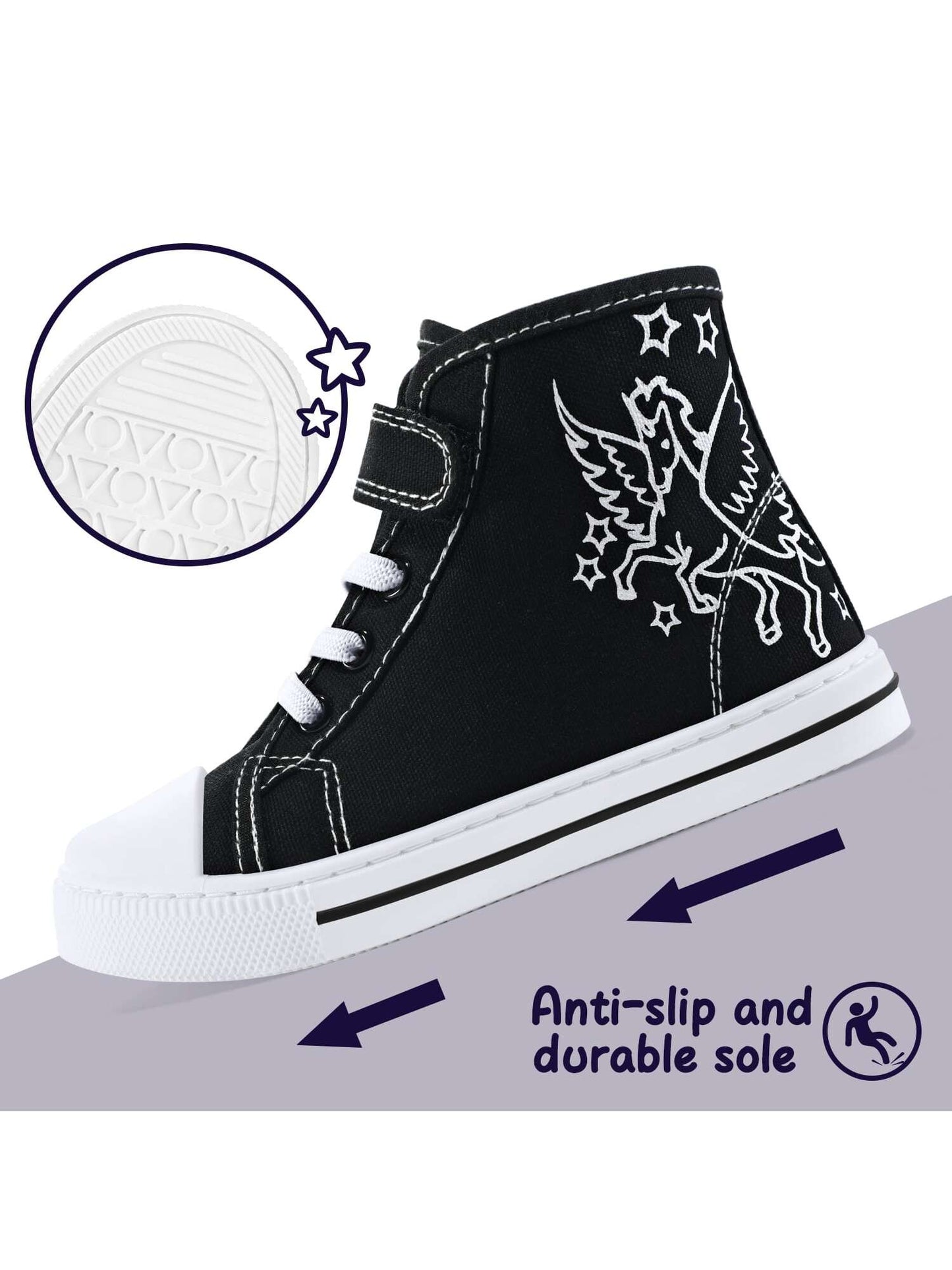 PENNYSUE Toddler Girls Sneakers Children Canvas High Top Sneakers Kids School Shoes