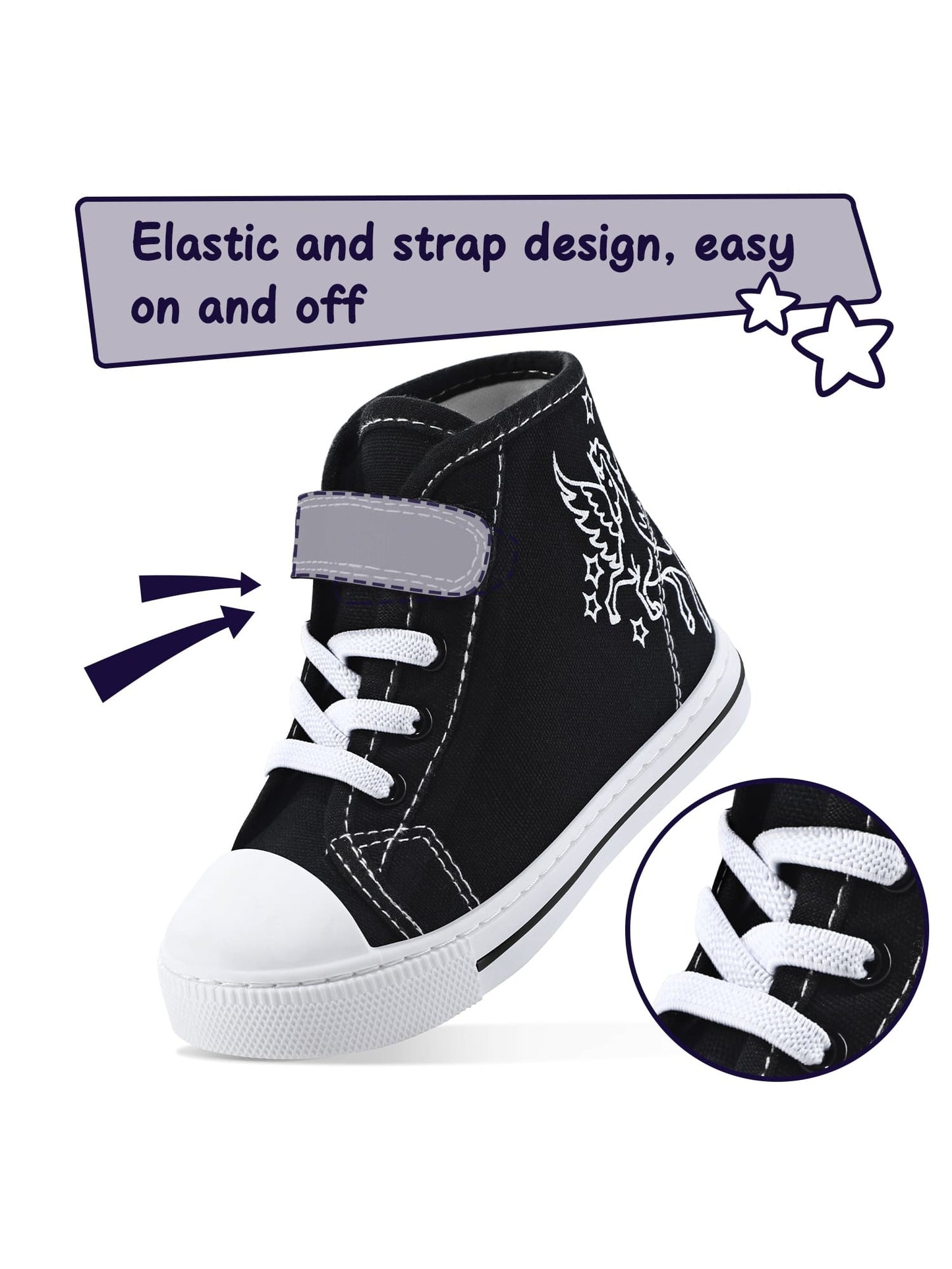 PENNYSUE Toddler Girls Sneakers Children Canvas High Top Sneakers Kids School Shoes