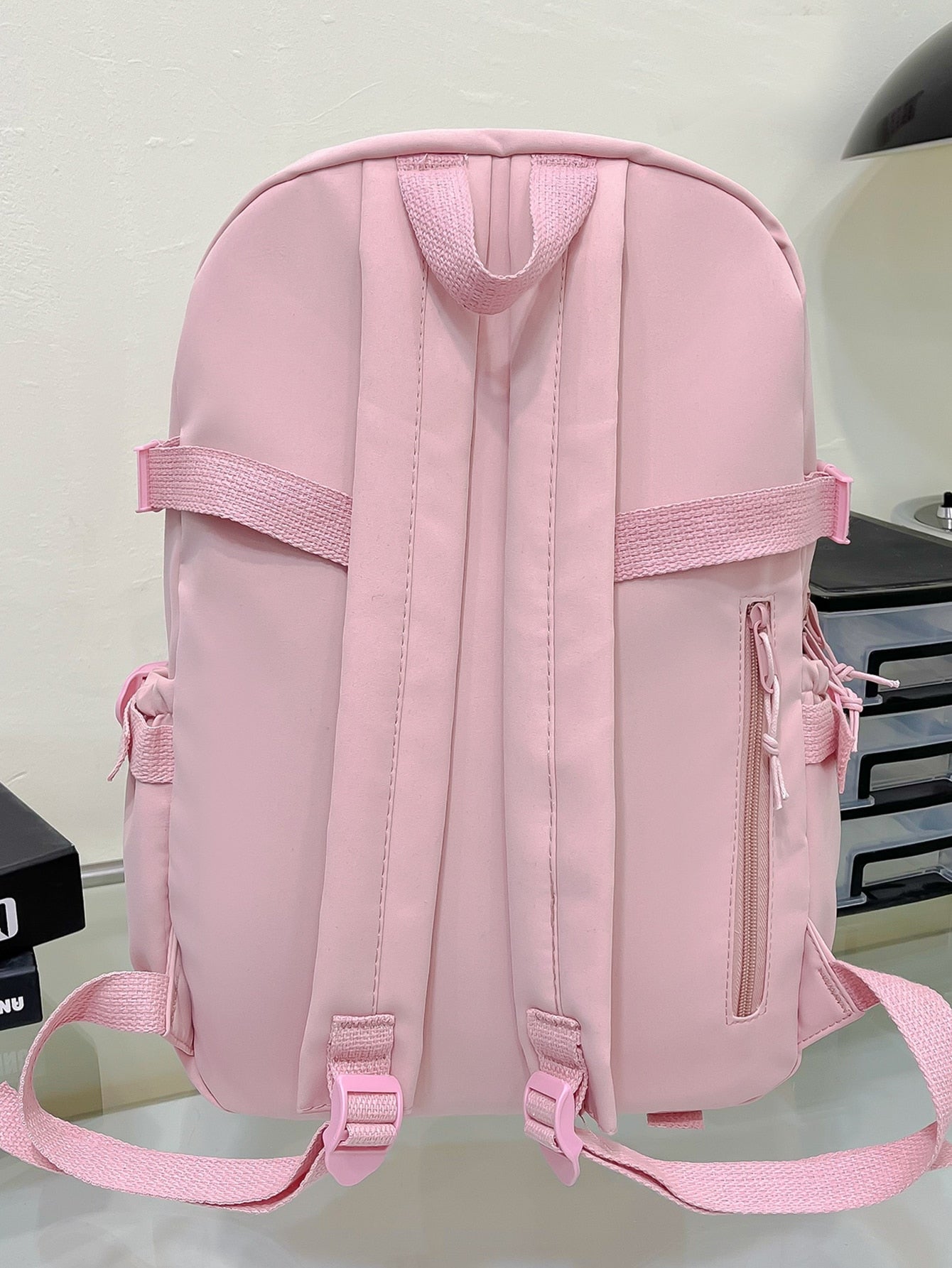 Cute Student Schoolbag, Large Capacity Zipper Simple Schoolbag With Bear Schoolbag For Elementary Students Female Middle School Students High School Students Large Capacity Shoulder Schoolbag Fashion Casual Campus Pairing Computer Schoolbag Female School