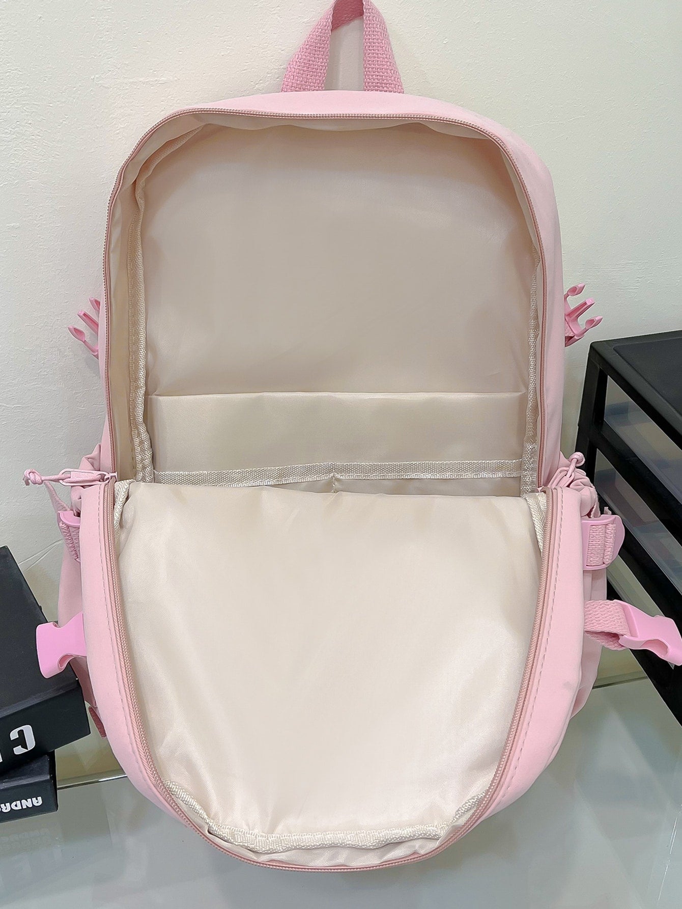 Cute Student Schoolbag, Large Capacity Zipper Simple Schoolbag With Bear Schoolbag For Elementary Students Female Middle School Students High School Students Large Capacity Shoulder Schoolbag Fashion Casual Campus Pairing Computer Schoolbag Female School