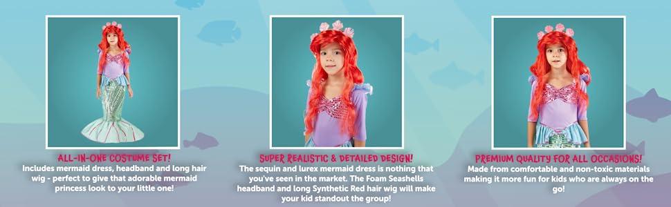 Spooktacular Creations Girls Mermaid Costume, Kids Mermaid Princess Costume For Halloween Dress Up