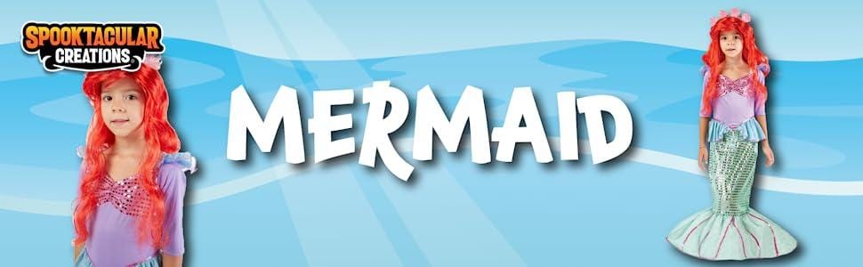 Spooktacular Creations Girls Mermaid Costume, Kids Mermaid Princess Costume For Halloween Dress Up