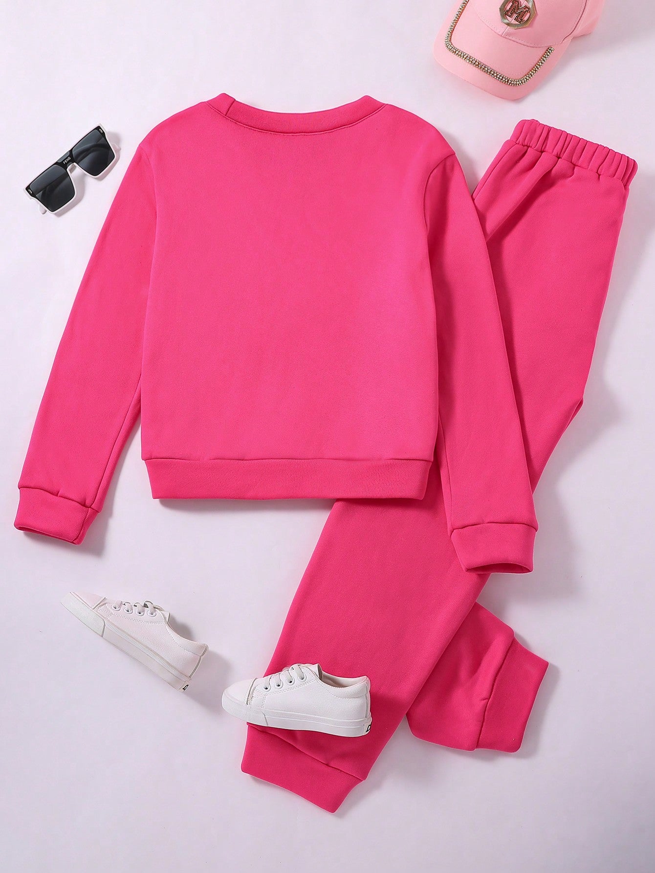 Tween Girl Letter Embossed Thermal Lined Pullover & Sweatpants