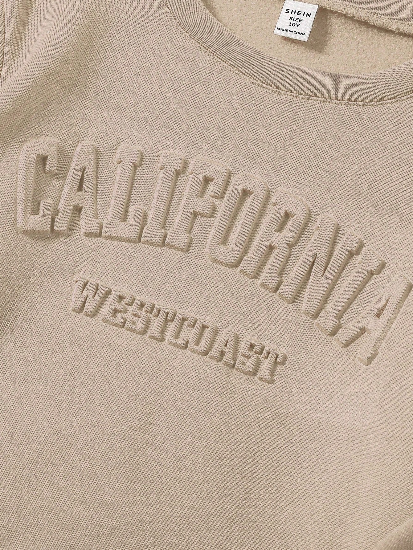 Tween Girl Letter Embossed Thermal Lined Pullover & Sweatpants