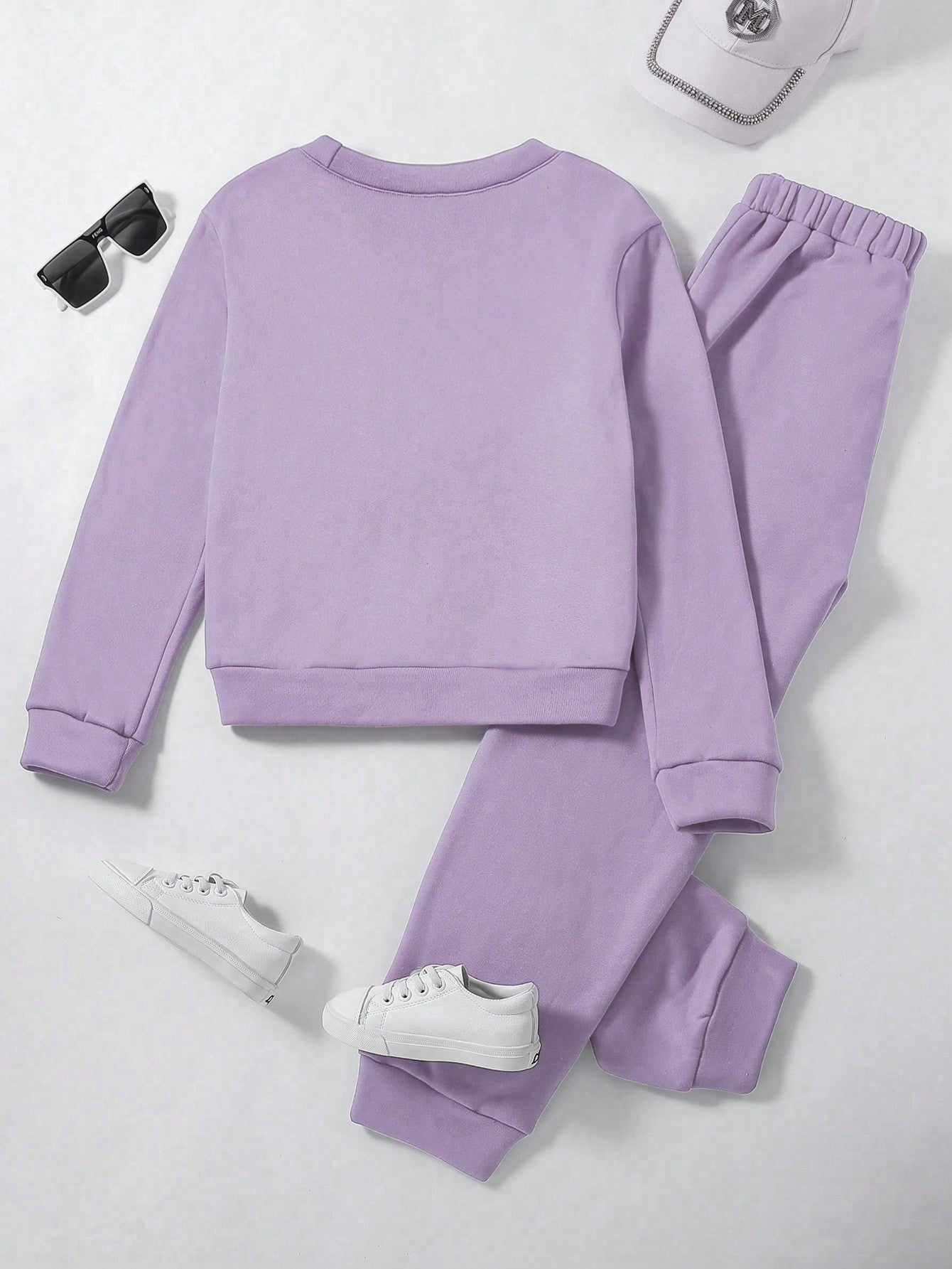 Tween Girl Letter Embossed Thermal Lined Pullover & Sweatpants