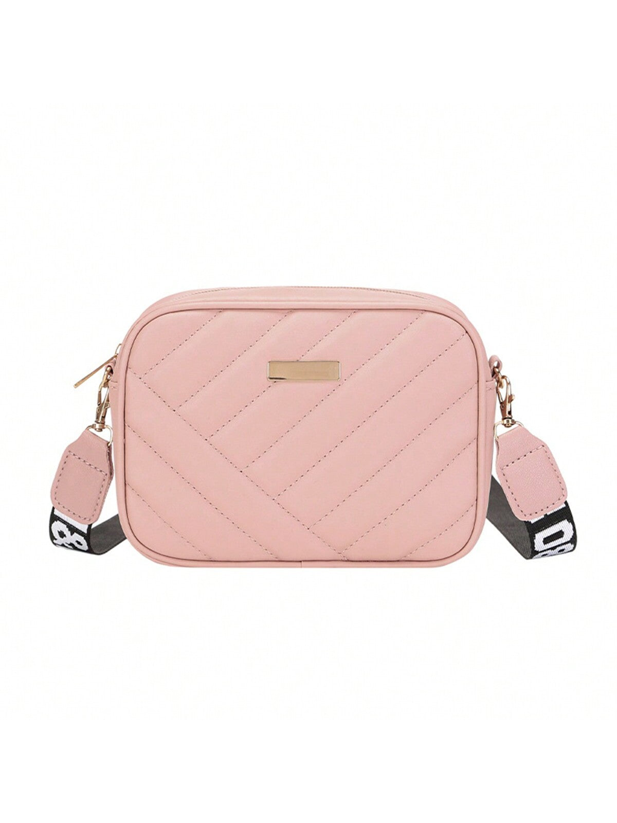 Quilted Square Crossbody Bag, Classic Metal Decor Zipper Purse, Women's Faux Leather Shoulder Bag