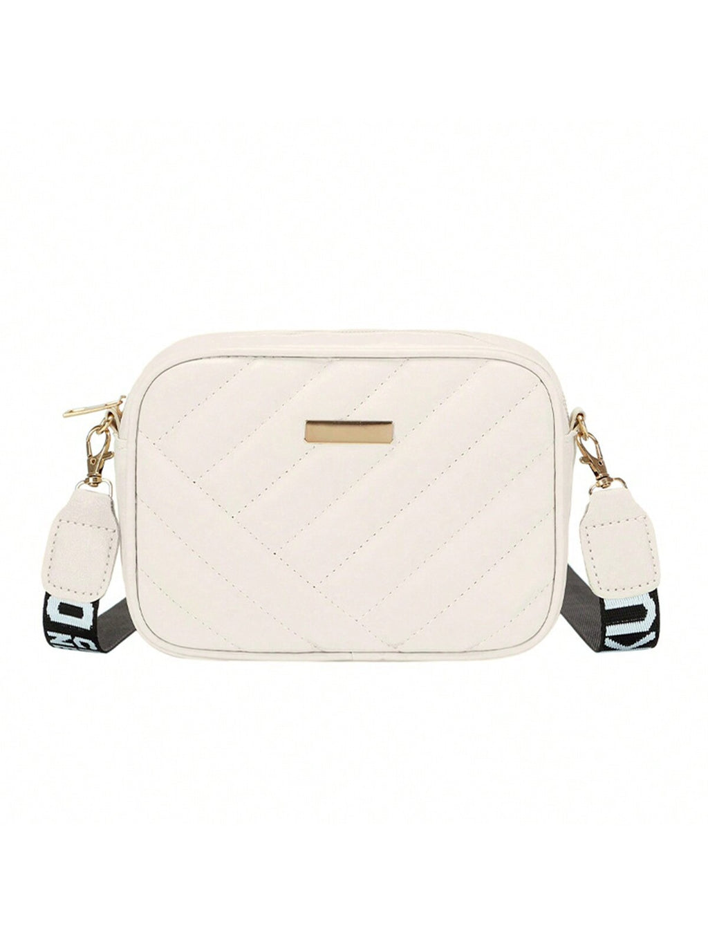 Quilted Square Crossbody Bag, Classic Metal Decor Zipper Purse, Women's Faux Leather Shoulder Bag