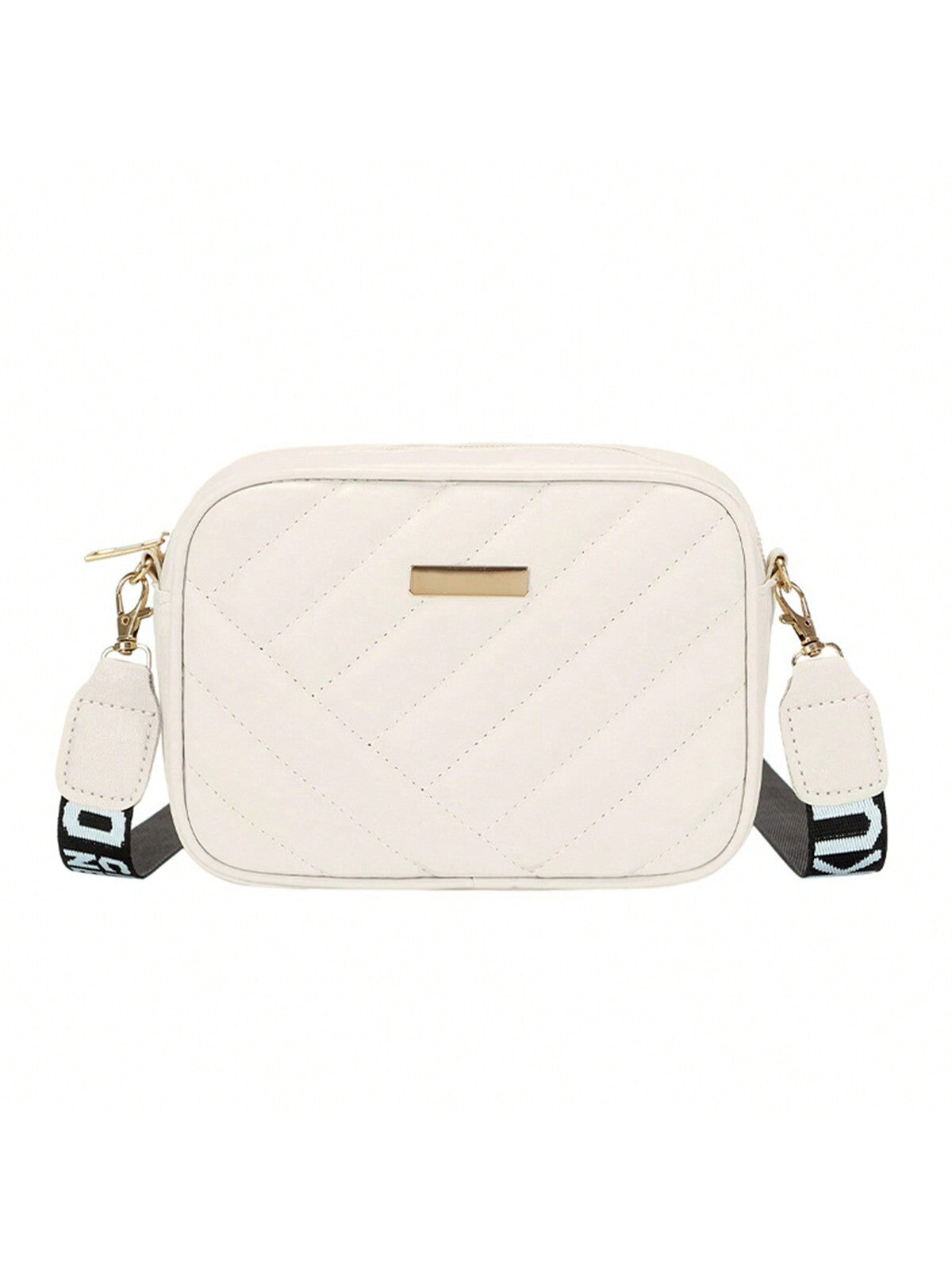 Quilted Square Crossbody Bag, Classic Metal Decor Zipper Purse, Women's Faux Leather Shoulder Bag