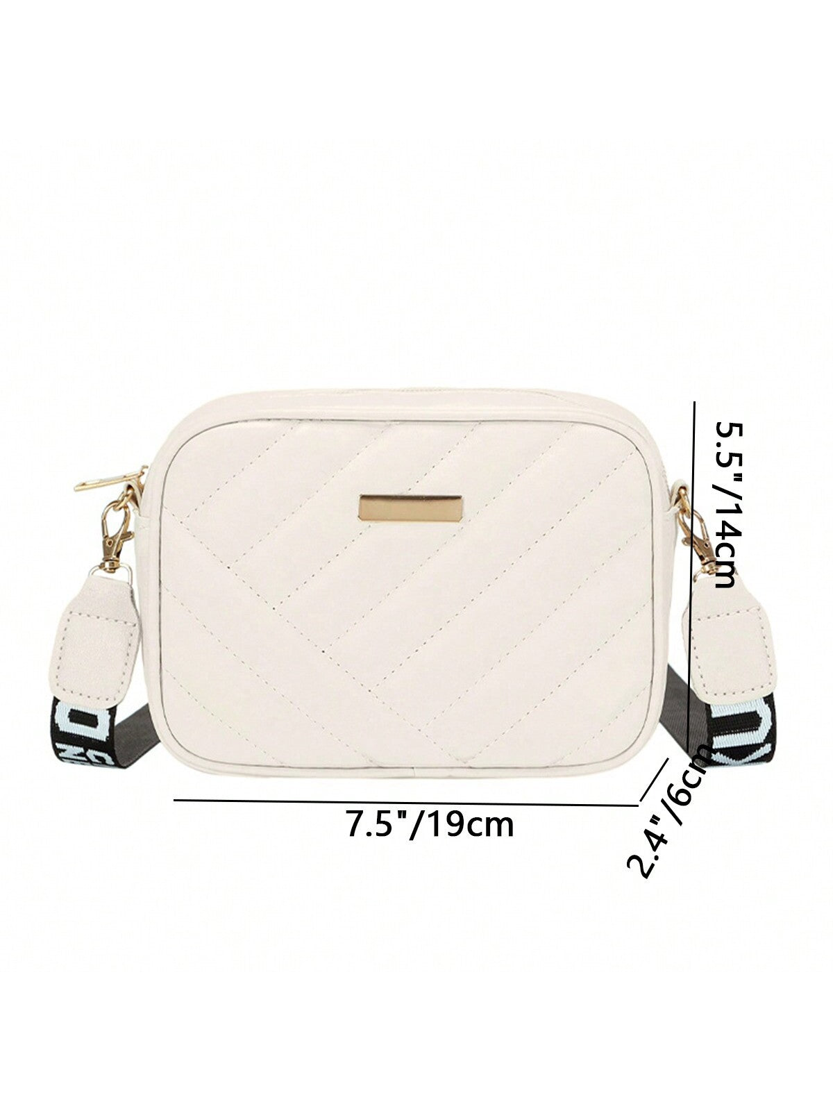 Quilted Square Crossbody Bag, Classic Metal Decor Zipper Purse, Women's Faux Leather Shoulder Bag