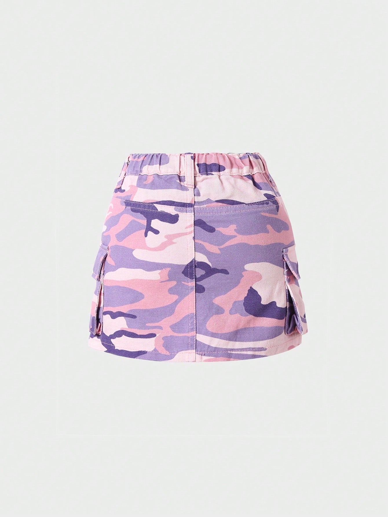 Young Girl Casual Loose Fit Simple Camouflage Print Multi-Pocket Denim Skirt