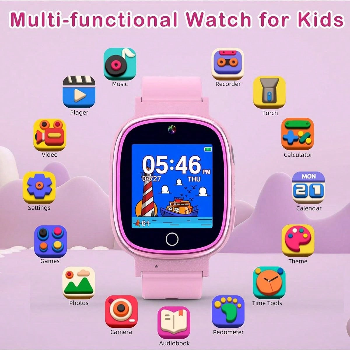 1pc Children's Watch, Support Camera, Video Recording, Flashlight, Music&Games Playing, No Phone Function, Christmas/Birthday/Student Gifts, For Boys & Girls