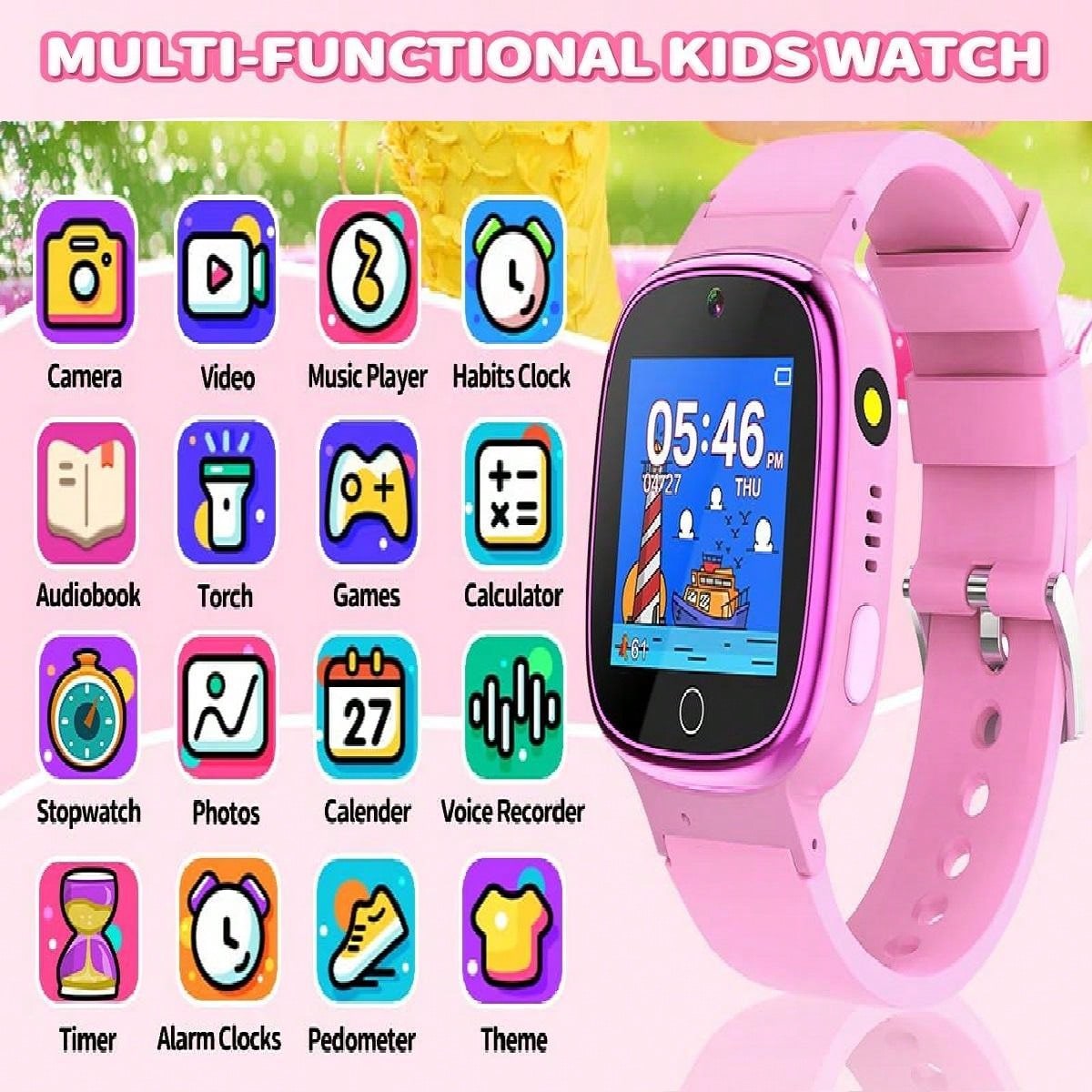 1pc Children's Watch, Support Camera, Video Recording, Flashlight, Music&Games Playing, No Phone Function, Christmas/Birthday/Student Gifts, For Boys & Girls