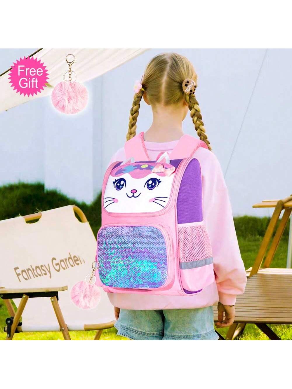 3PCS Backpack For Girls And Boys, 15" Unicorn Dinosaur Bookbag With Lunch Box, Kids Preschool School Bag