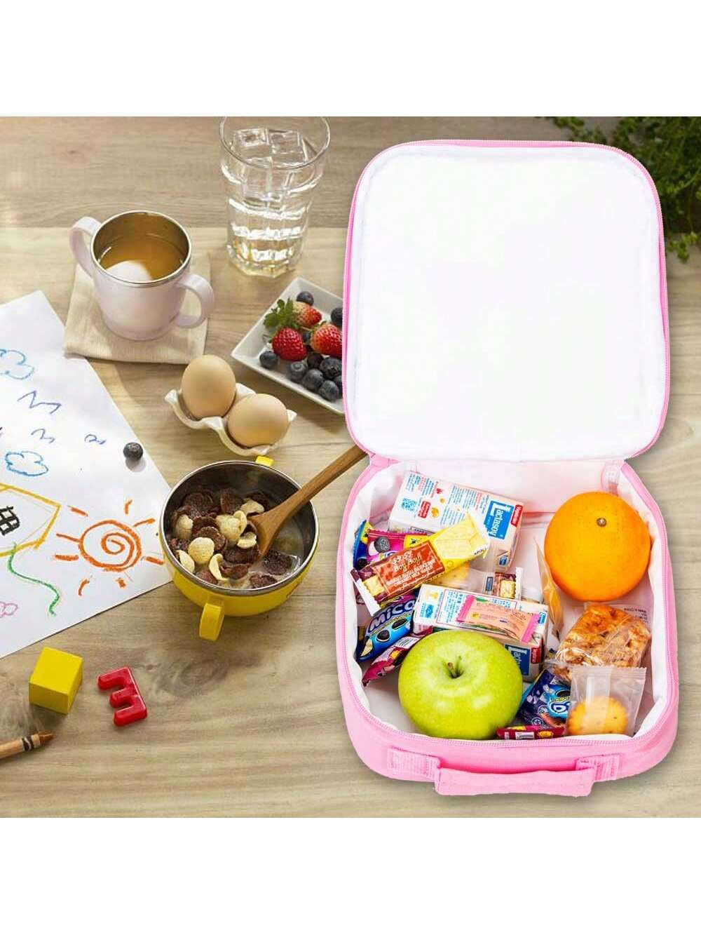 3PCS Backpack For Girls And Boys, 15" Unicorn Dinosaur Bookbag With Lunch Box, Kids Preschool School Bag