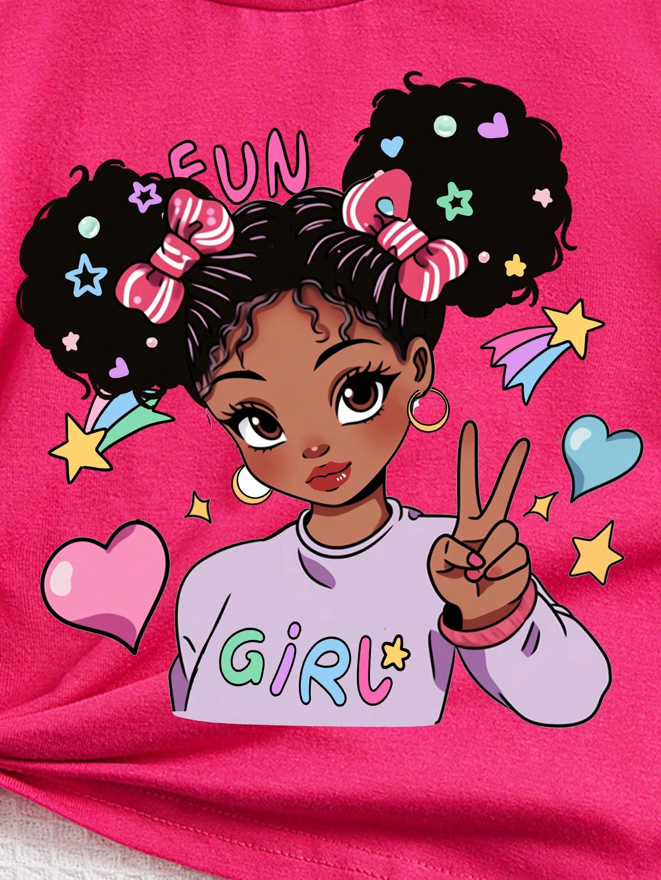 Casual Cartoon Pattern Short Sleeve T-Shirt For Cool, Cute And Young Girls, Suitable For Summer
