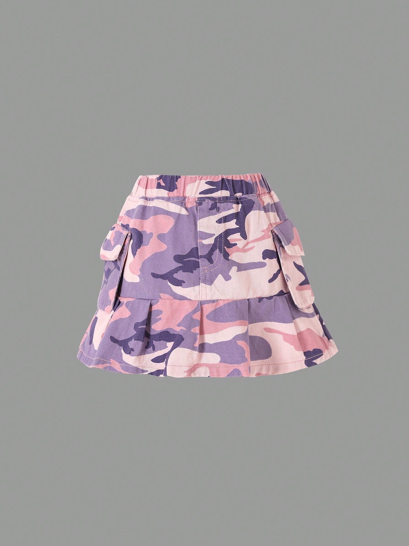 Young Girl Casual Loose Fit Simple Camouflage Print Multi-Pocket Denim Skirt