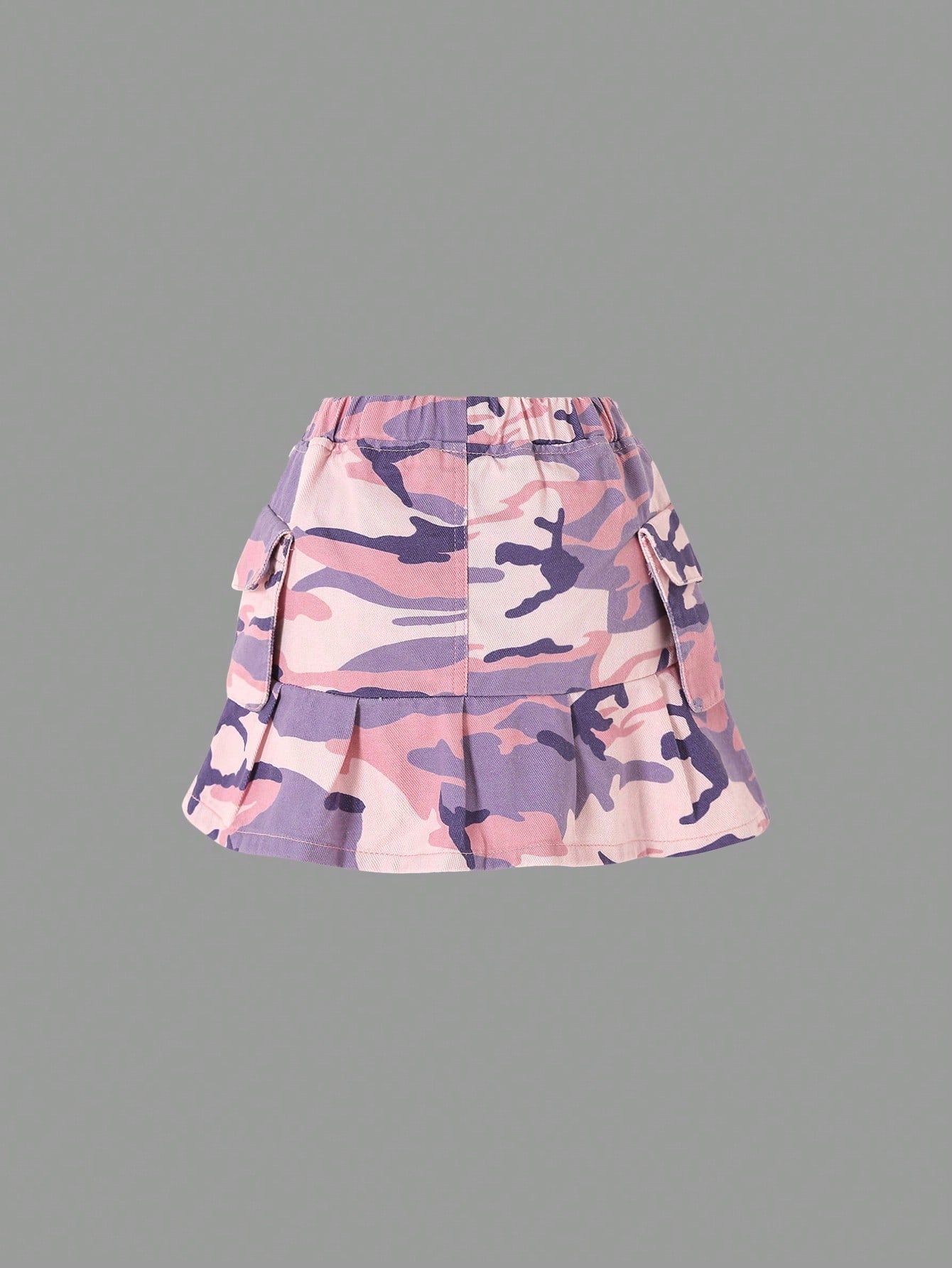 Young Girl Casual Loose Fit Simple Camouflage Print Multi-Pocket Denim Skirt