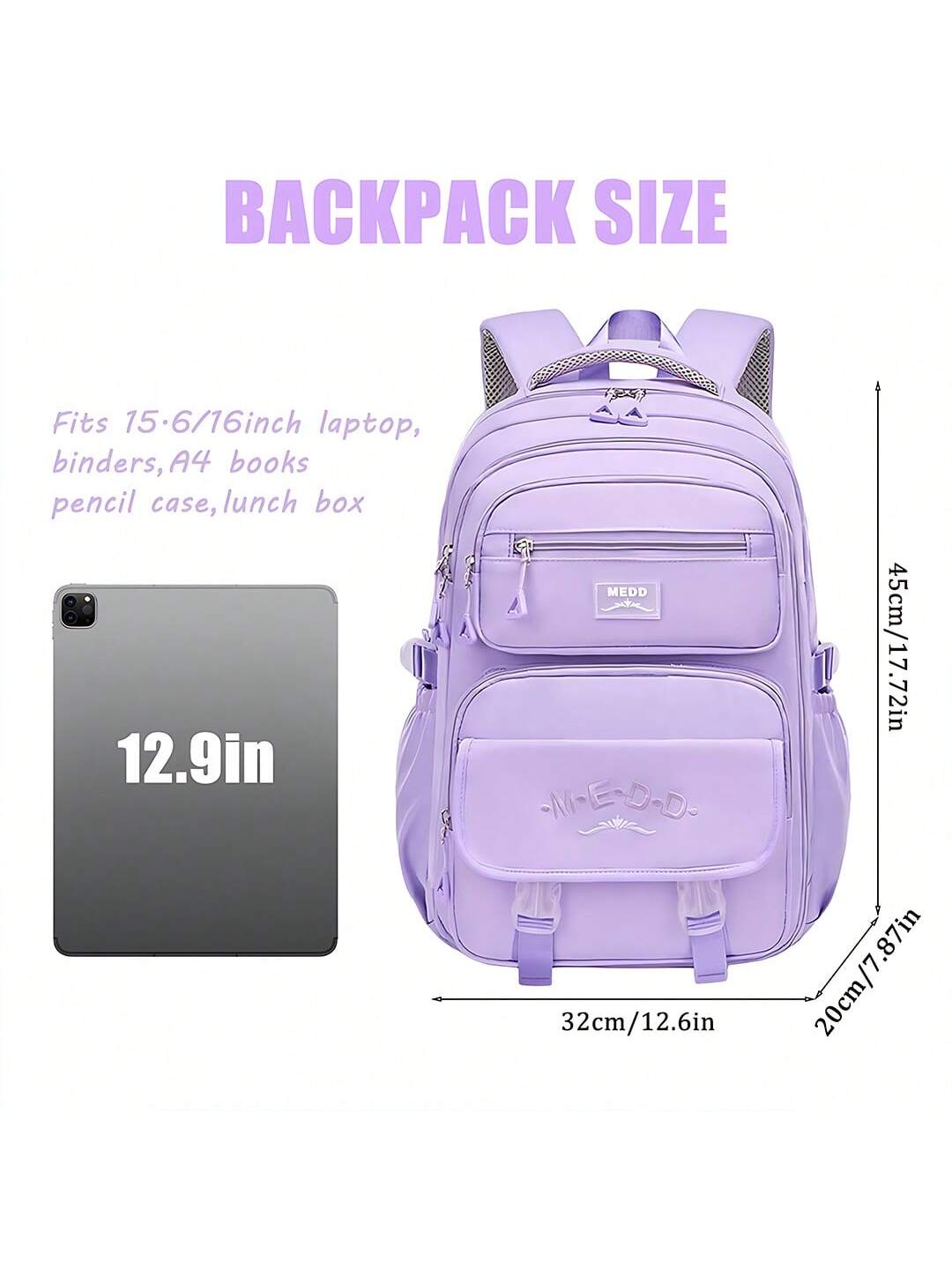 1pc Large Capacity Girls' Backpack, Casual Fashion Backpack, 15.6 Inch Laptop Backpack, Women's Double Shoulder Bag, School Bag, With Luggage Strap, Outdoor Traveling Bag, Suitable For Teenage Girls, School And Travel