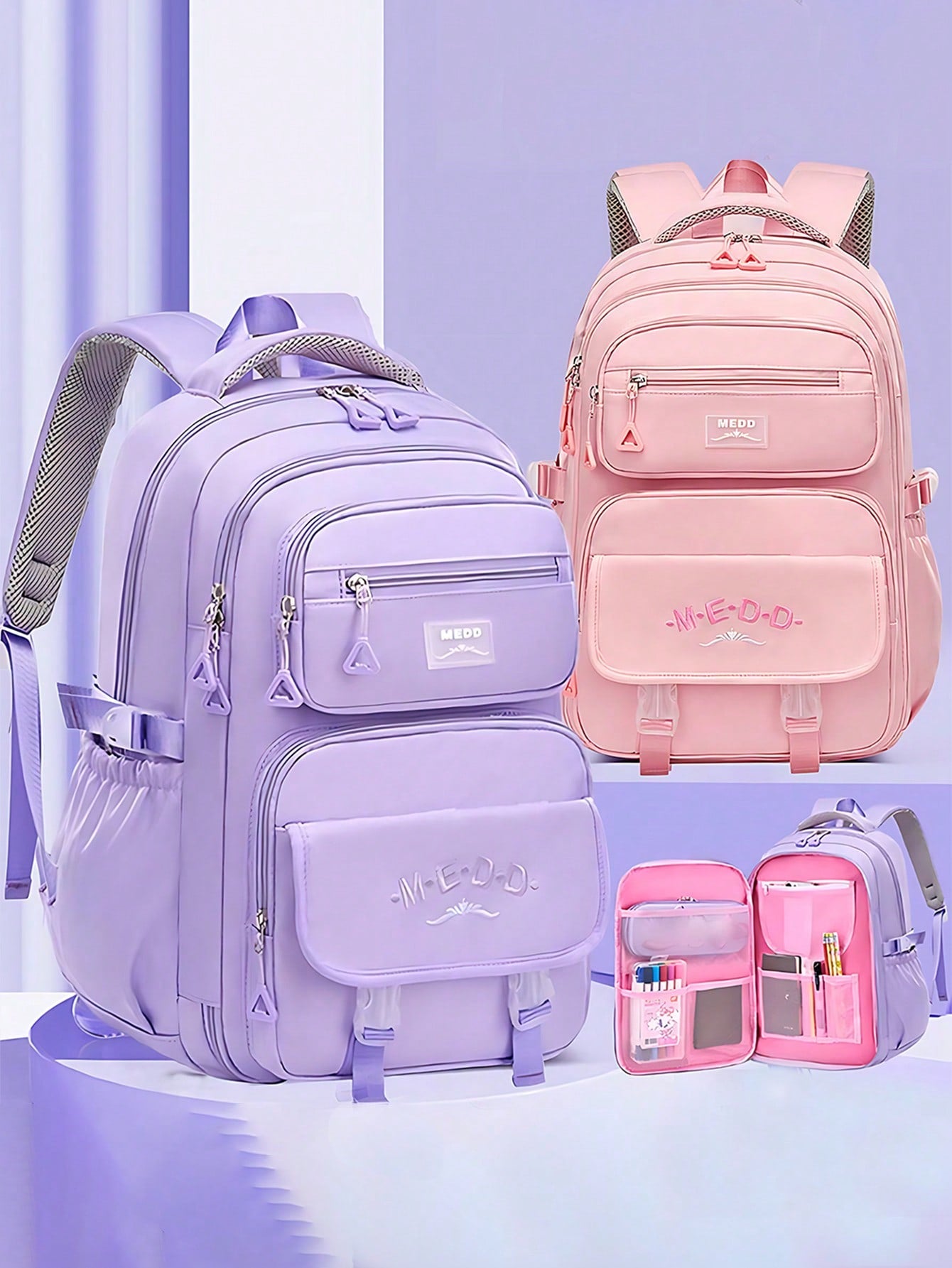 1pc Large Capacity Girls' Backpack, Casual Fashion Backpack, 15.6 Inch Laptop Backpack, Women's Double Shoulder Bag, School Bag, With Luggage Strap, Outdoor Traveling Bag, Suitable For Teenage Girls, School And Travel