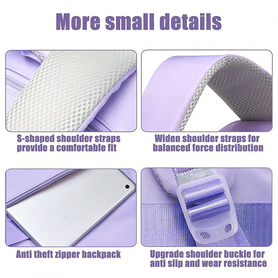1pc Large Capacity Girls' Backpack, Casual Fashion Backpack, 15.6 Inch Laptop Backpack, Women's Double Shoulder Bag, School Bag, With Luggage Strap, Outdoor Traveling Bag, Suitable For Teenage Girls, School And Travel
