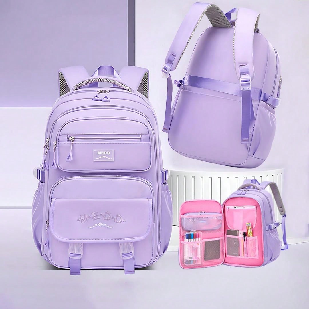1pc Large Capacity Girls' Backpack, Casual Fashion Backpack, 15.6 Inch Laptop Backpack, Women's Double Shoulder Bag, School Bag, With Luggage Strap, Outdoor Traveling Bag, Suitable For Teenage Girls, School And Travel