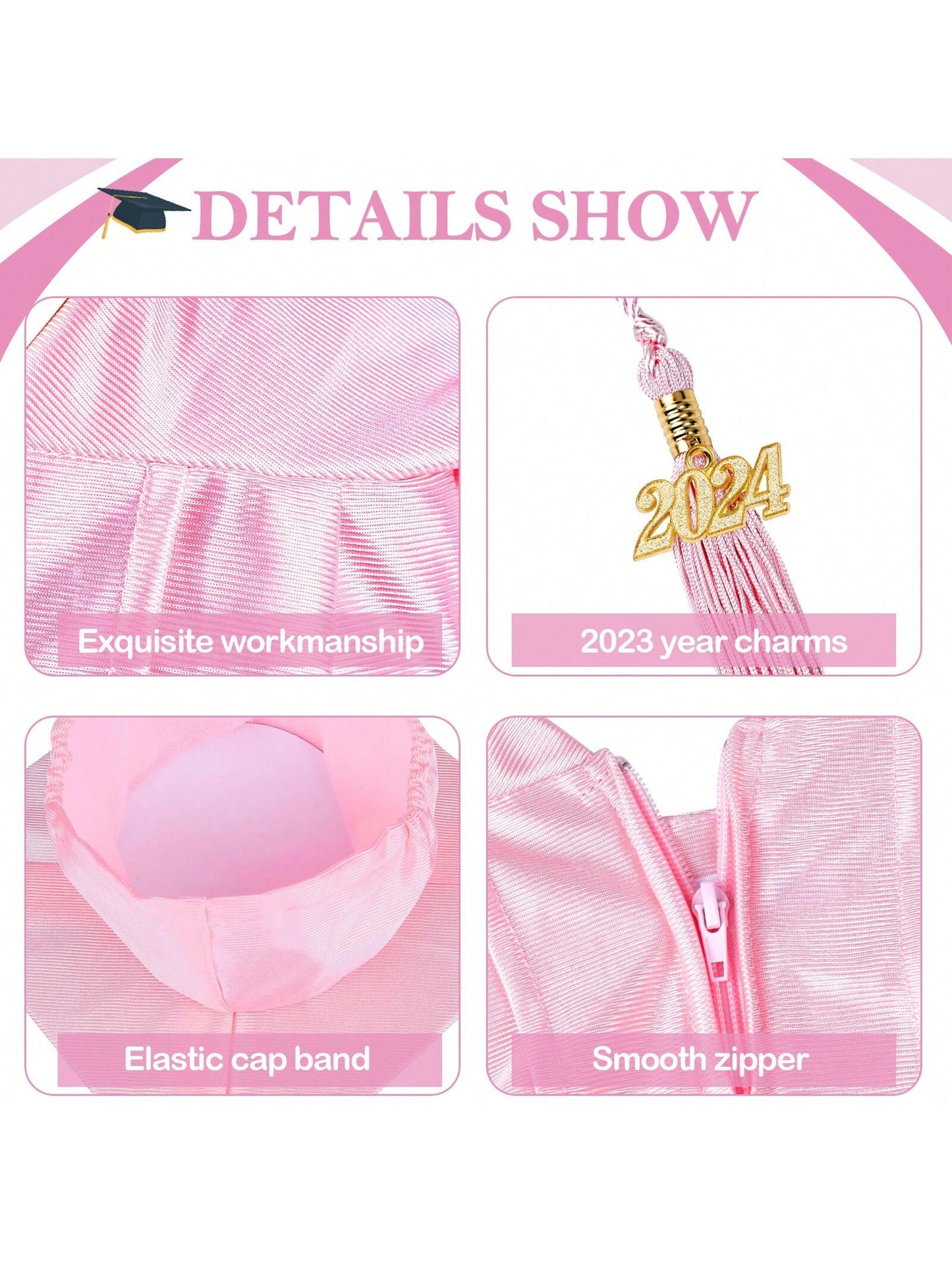 Kindergarten Graduation Gown  Cap Tassel Set 2024 With Charms Graduation Sash For Kid Preschool Kindergarten