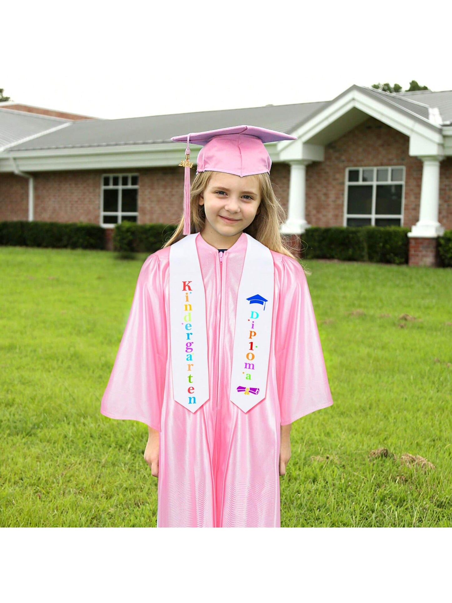Kindergarten Graduation Gown  Cap Tassel Set 2024 With Charms Graduation Sash For Kid Preschool Kindergarten