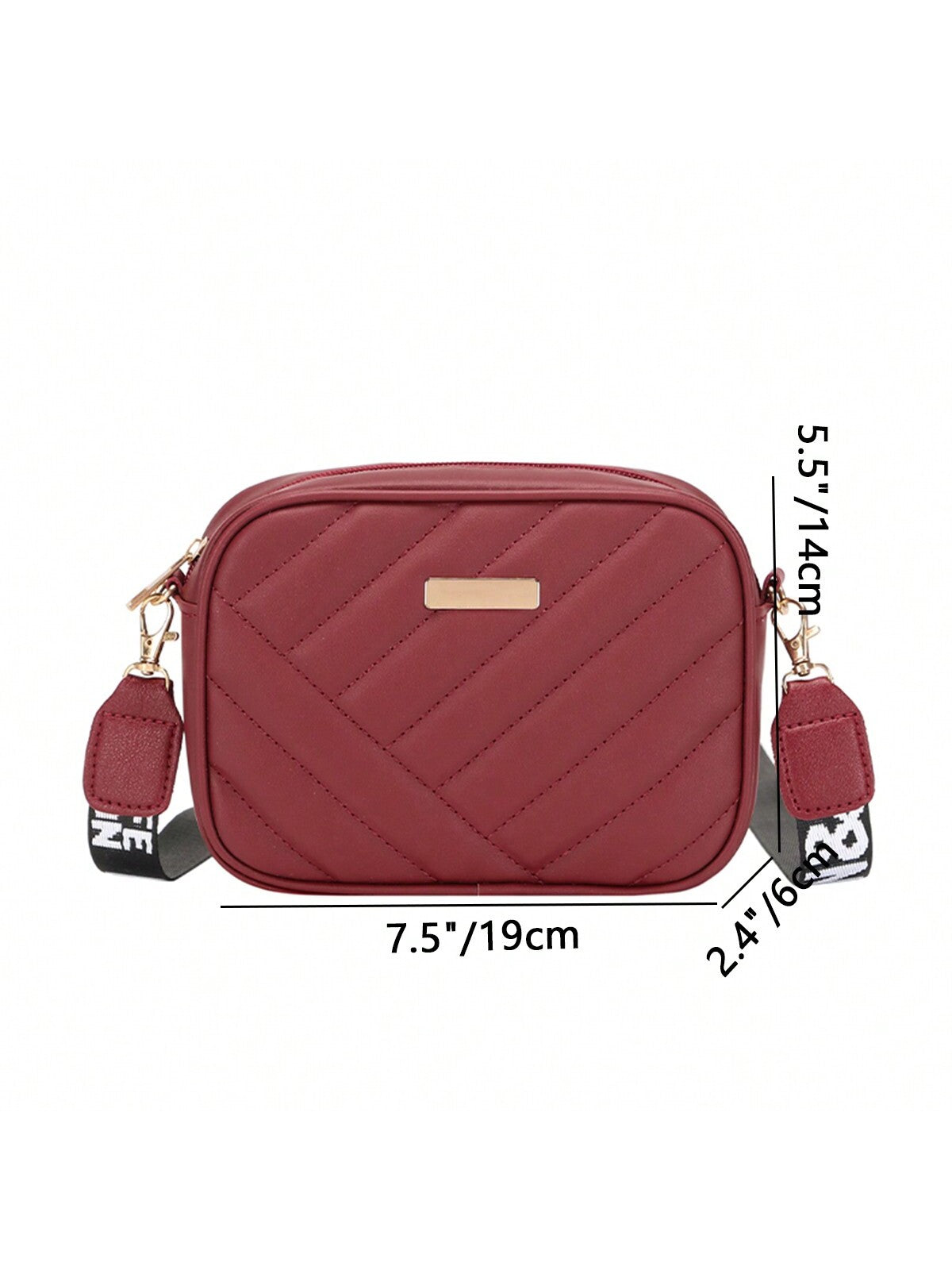 Quilted Square Crossbody Bag, Classic Metal Decor Zipper Purse, Women's Faux Leather Shoulder Bag