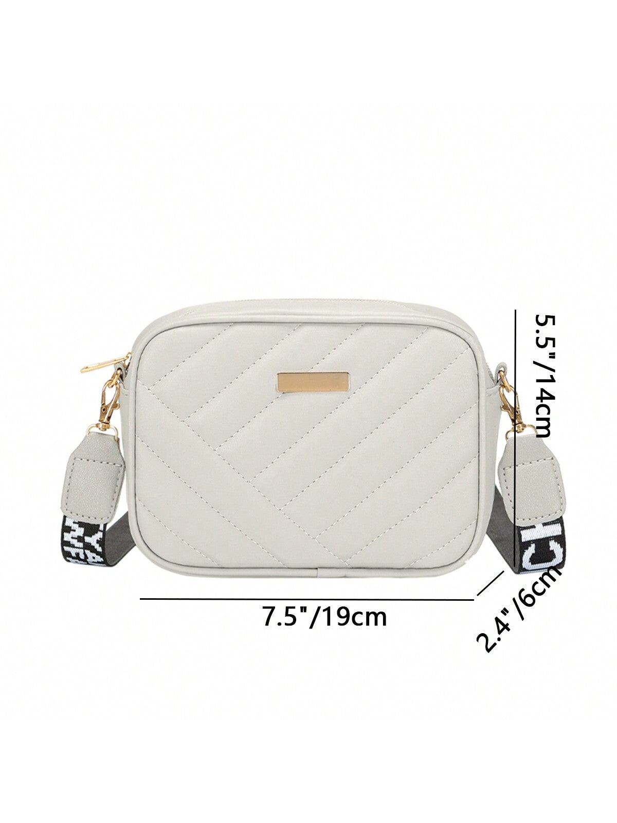 Quilted Square Crossbody Bag, Classic Metal Decor Zipper Purse, Women's Faux Leather Shoulder Bag