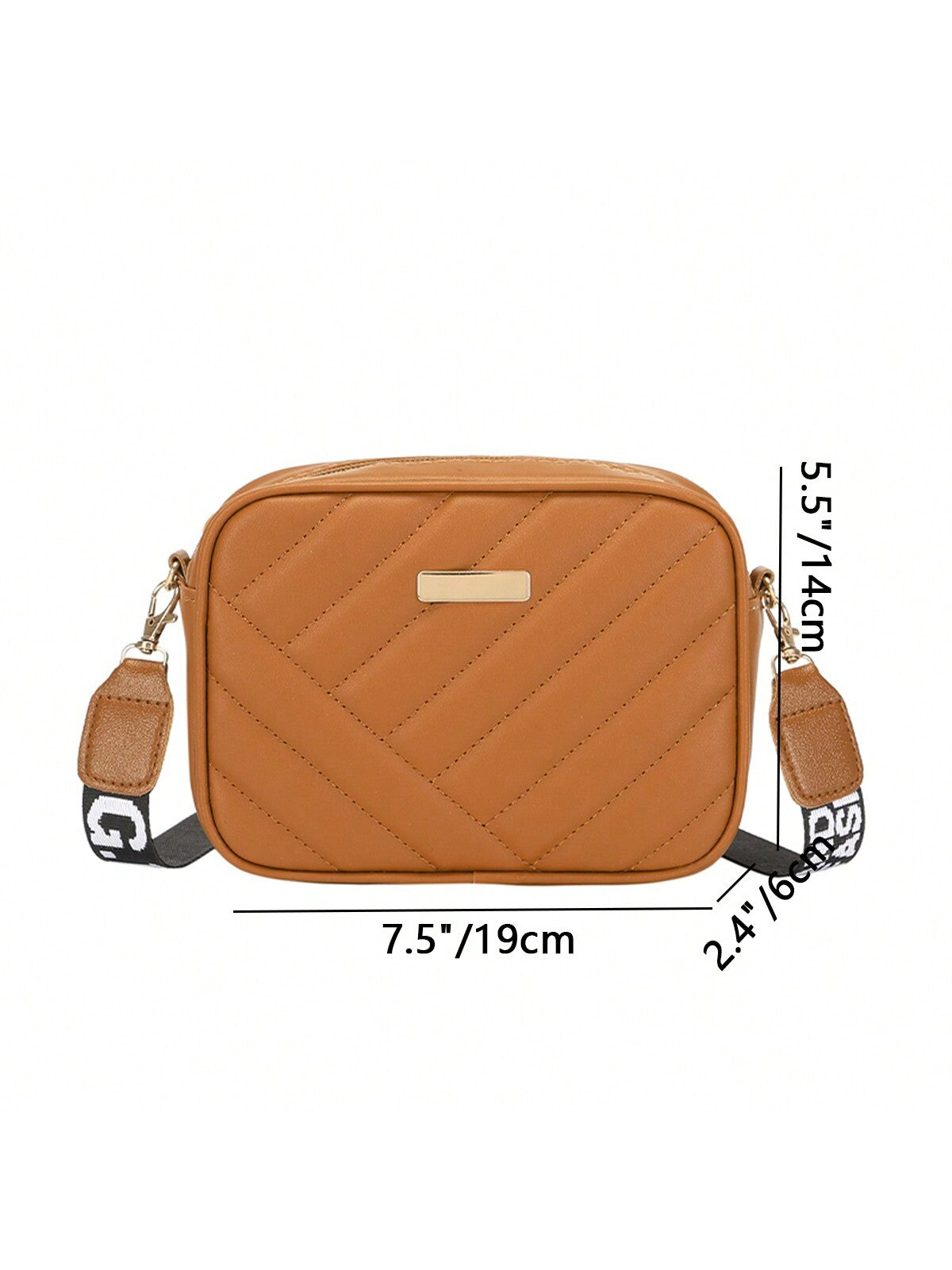 Quilted Square Crossbody Bag, Classic Metal Decor Zipper Purse, Women's Faux Leather Shoulder Bag