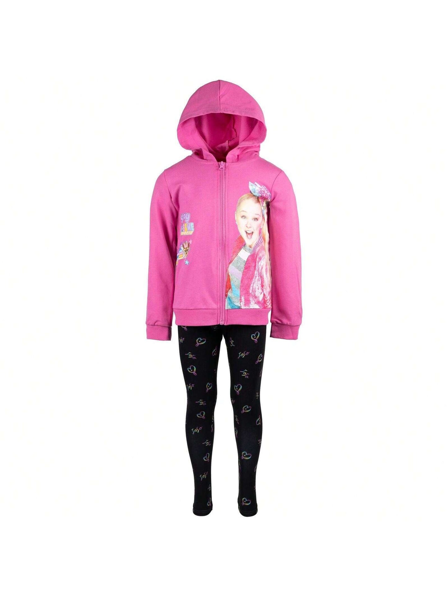 JoJo Siwa Zip Up French Terry Hoodie T-Shirt And Leggings 3 Piece Outfit Set