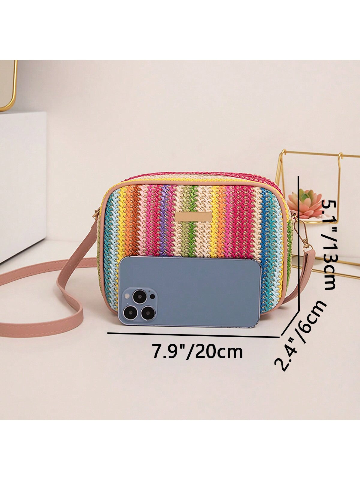 Quilted Square Crossbody Bag, Classic Metal Decor Zipper Purse, Women's Faux Leather Shoulder Bag