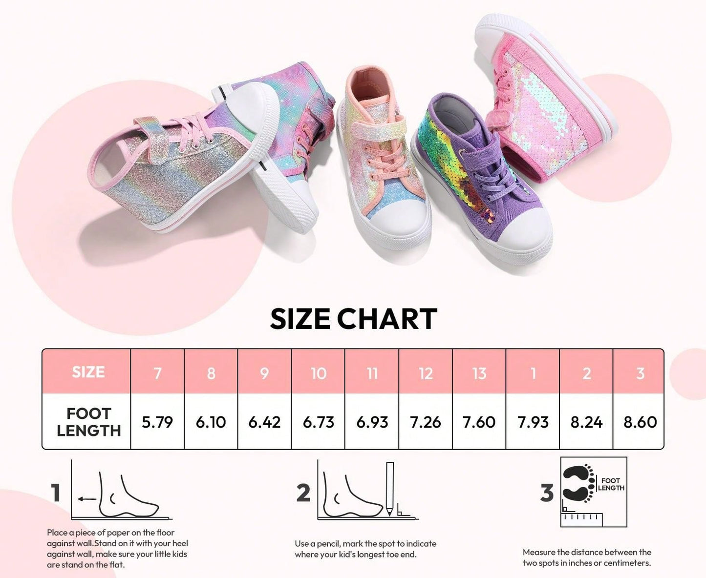 PENNYSUE Toddler Girls Sneakers Children Canvas High Top Sneakers Kids School Shoes
