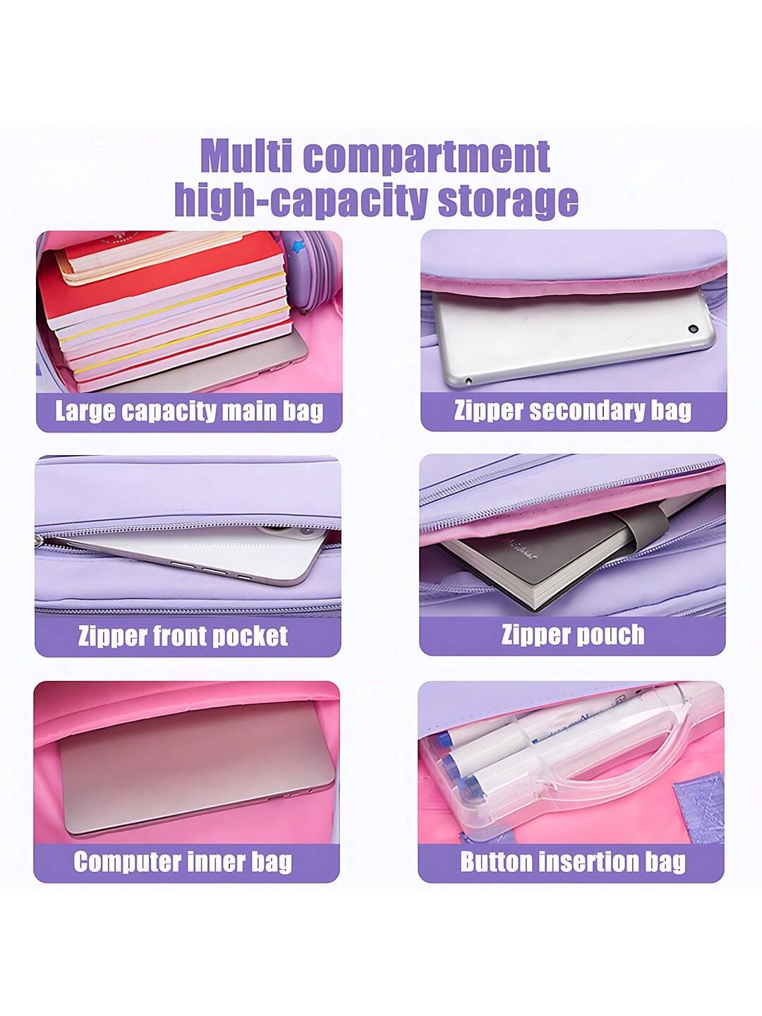 1pc Large Capacity Girls' Backpack, Casual Fashion Backpack, 15.6 Inch Laptop Backpack, Women's Double Shoulder Bag, School Bag, With Luggage Strap, Outdoor Traveling Bag, Suitable For Teenage Girls, School And Travel